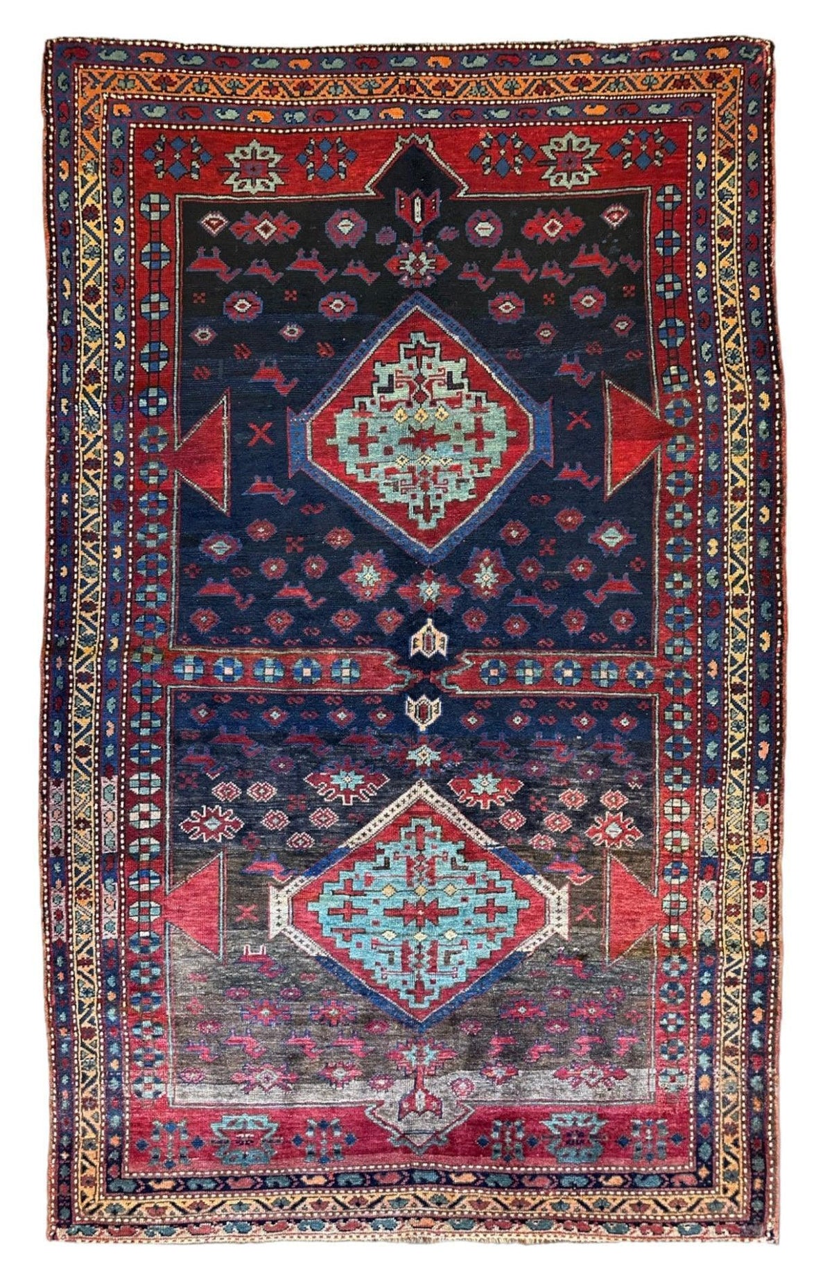 Antique Caucasian Kazak Rug 5'3" x 8'3", Hand-Knotted Wool, c. 1900, view 3