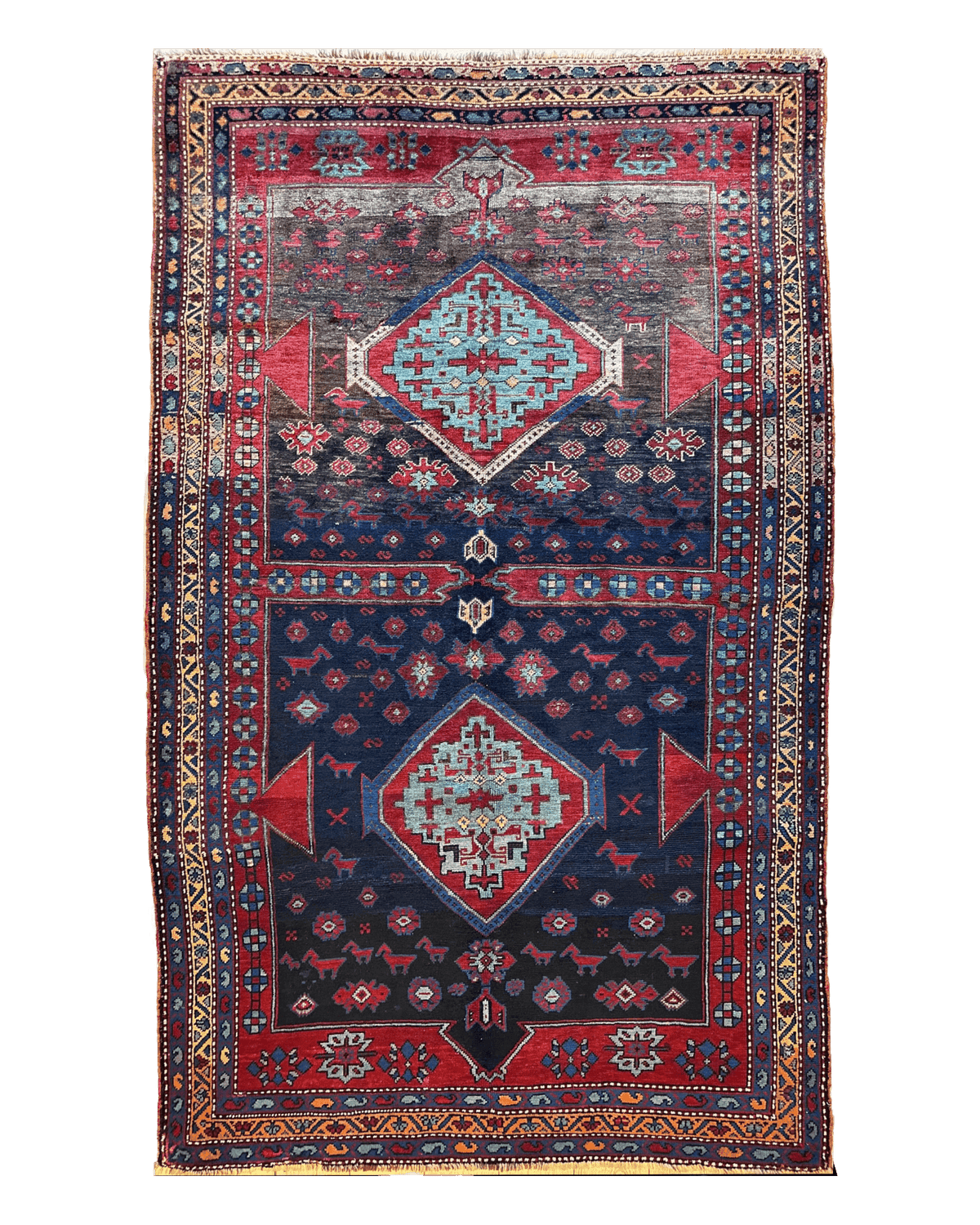 Antique Caucasian Kazak Rug 5'3" x 8'3", Hand-Knotted Wool, c. 1900, view 4