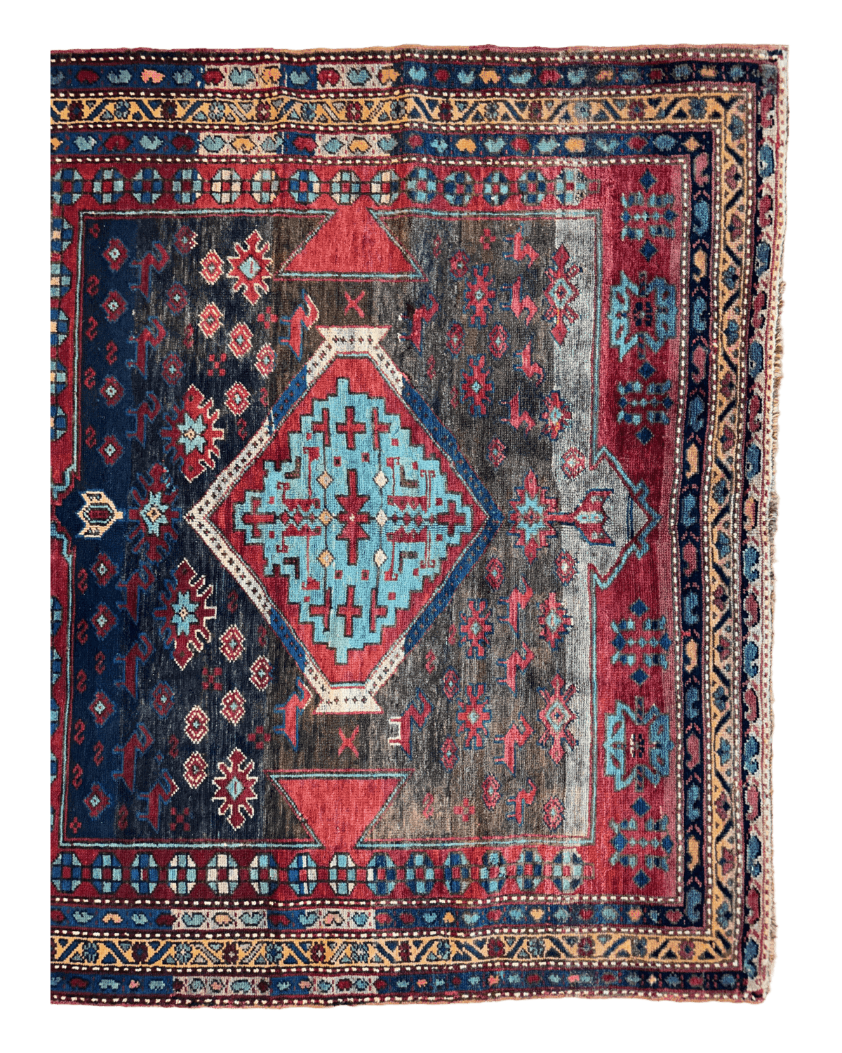 Antique Caucasian Kazak Rug 5'3" x 8'3", Hand-Knotted Wool, c. 1900, view 6