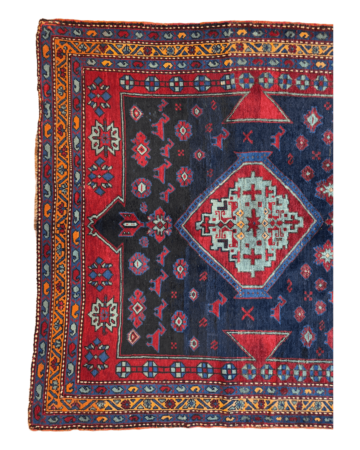 Antique Caucasian Kazak Rug 5'3" x 8'3", Hand-Knotted Wool, c. 1900, view 7