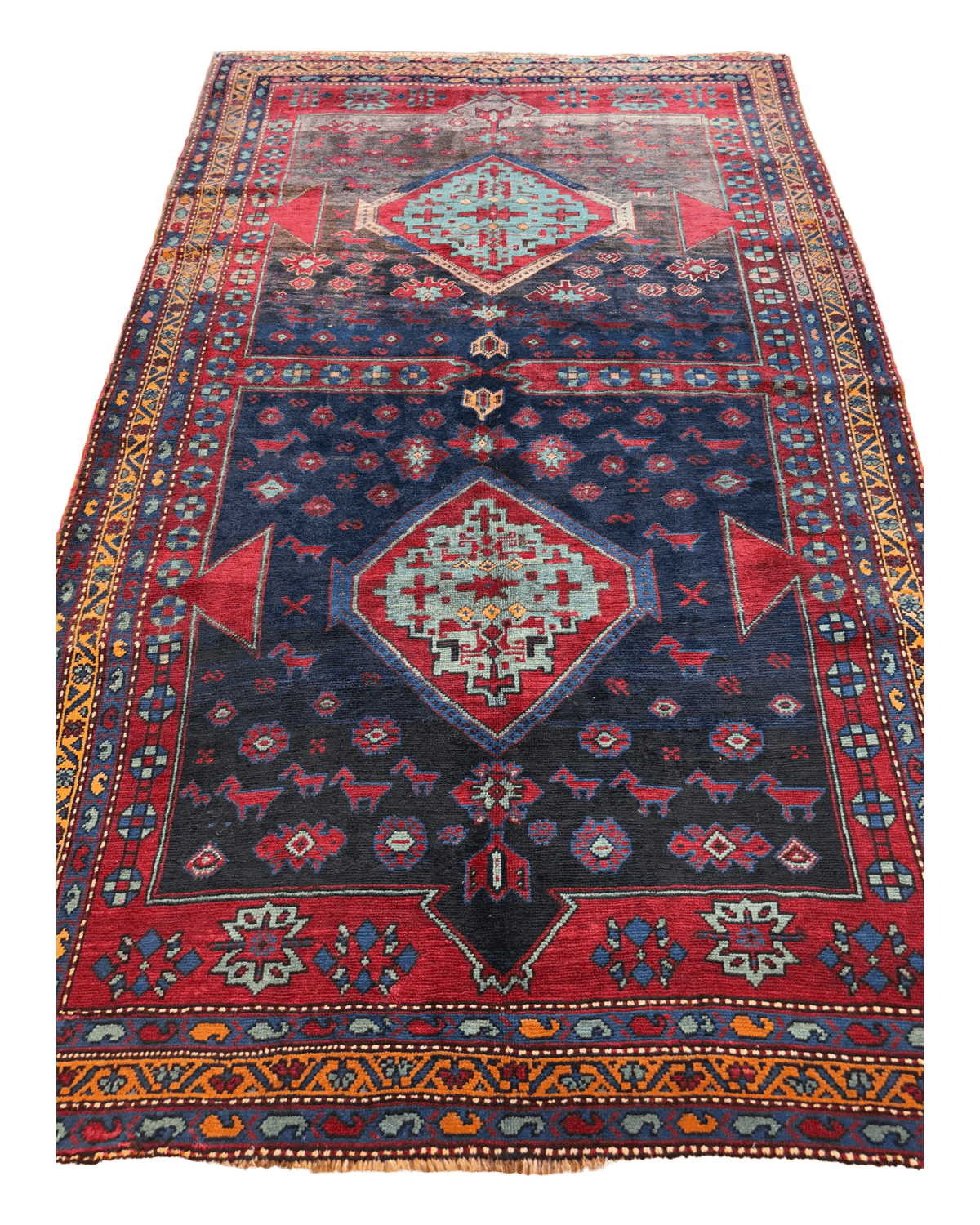 Antique Caucasian Kazak Rug 5'3" x 8'3", Hand-Knotted Wool, c. 1900, view 8