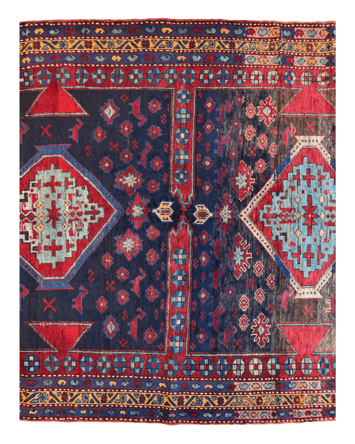Antique Caucasian Kazak Rug 5'3" x 8'3", Hand-Knotted Wool, c. 1900, view 9