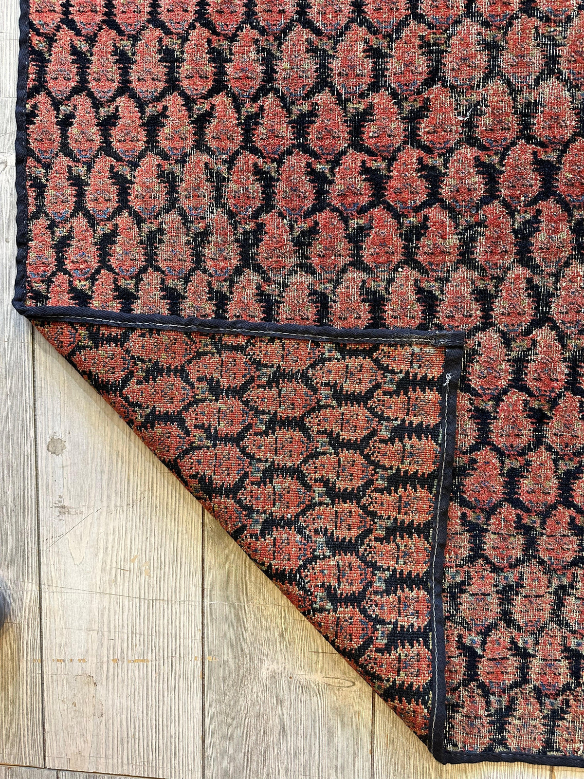 Antique Persian Kurdish Fragment 3'3" x 7'7", Hand-Knotted Wool, 1880s, view 2