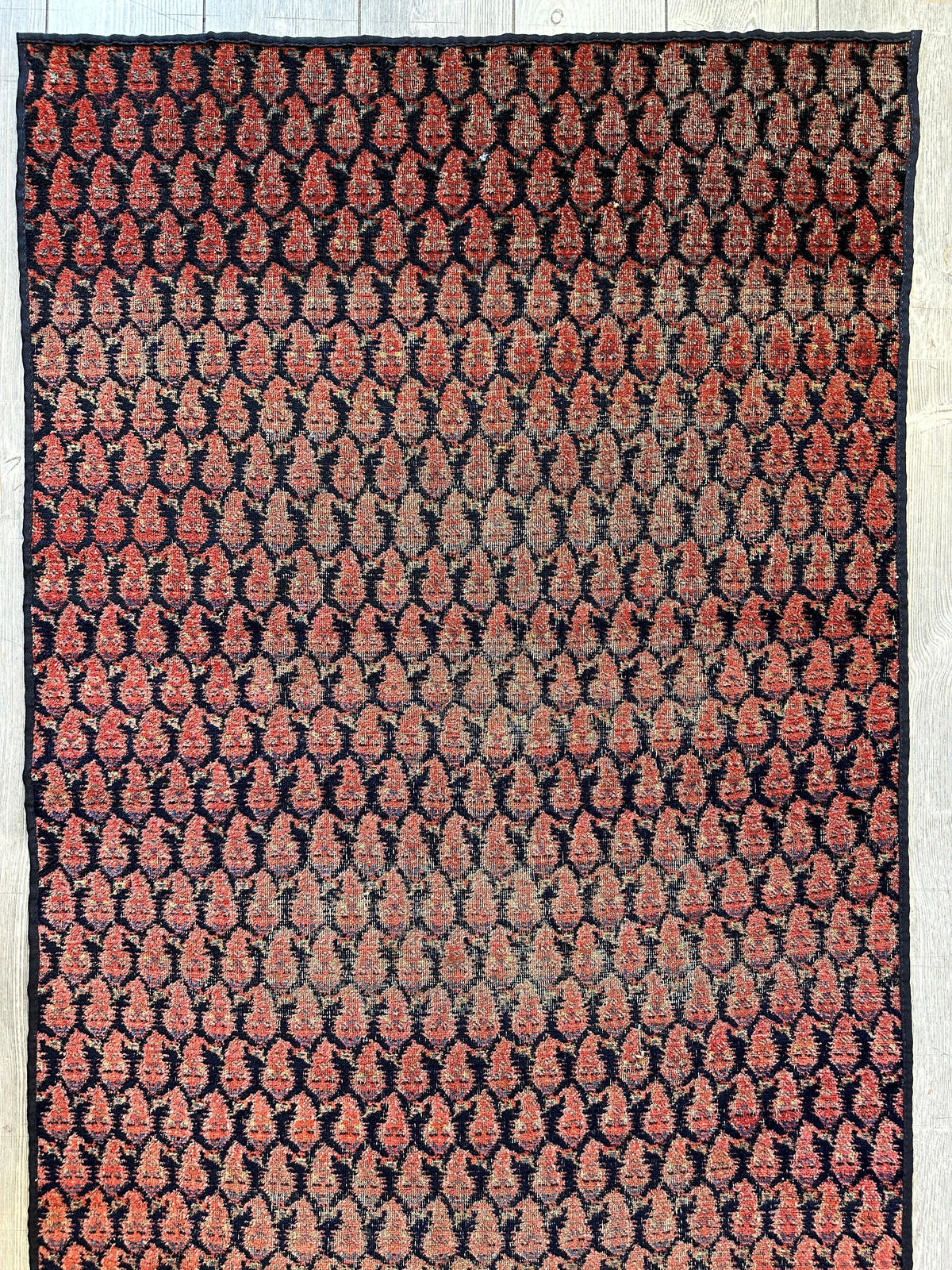 Antique Persian Kurdish Fragment 3'3" x 7'7", Hand-Knotted Wool, 1880s, view 3