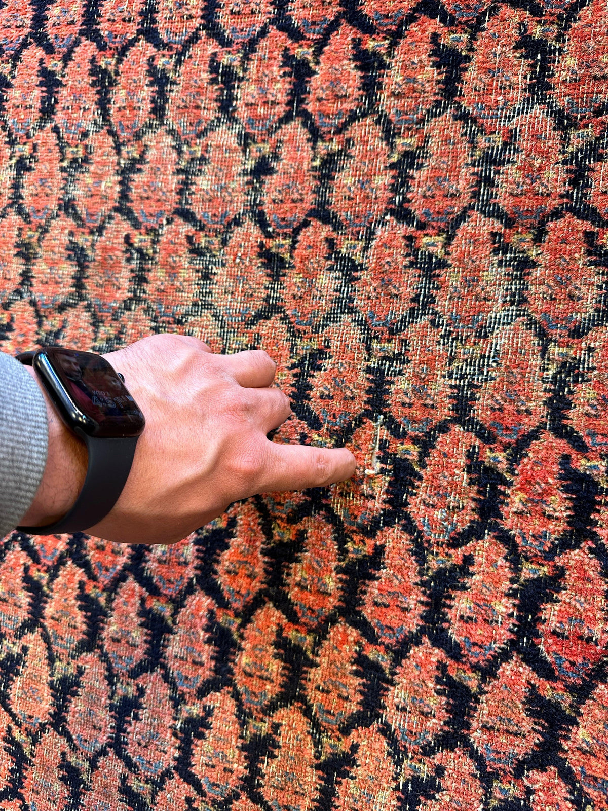 Antique Persian Kurdish Fragment 3'3" x 7'7", Hand-Knotted Wool, 1880s, view 5