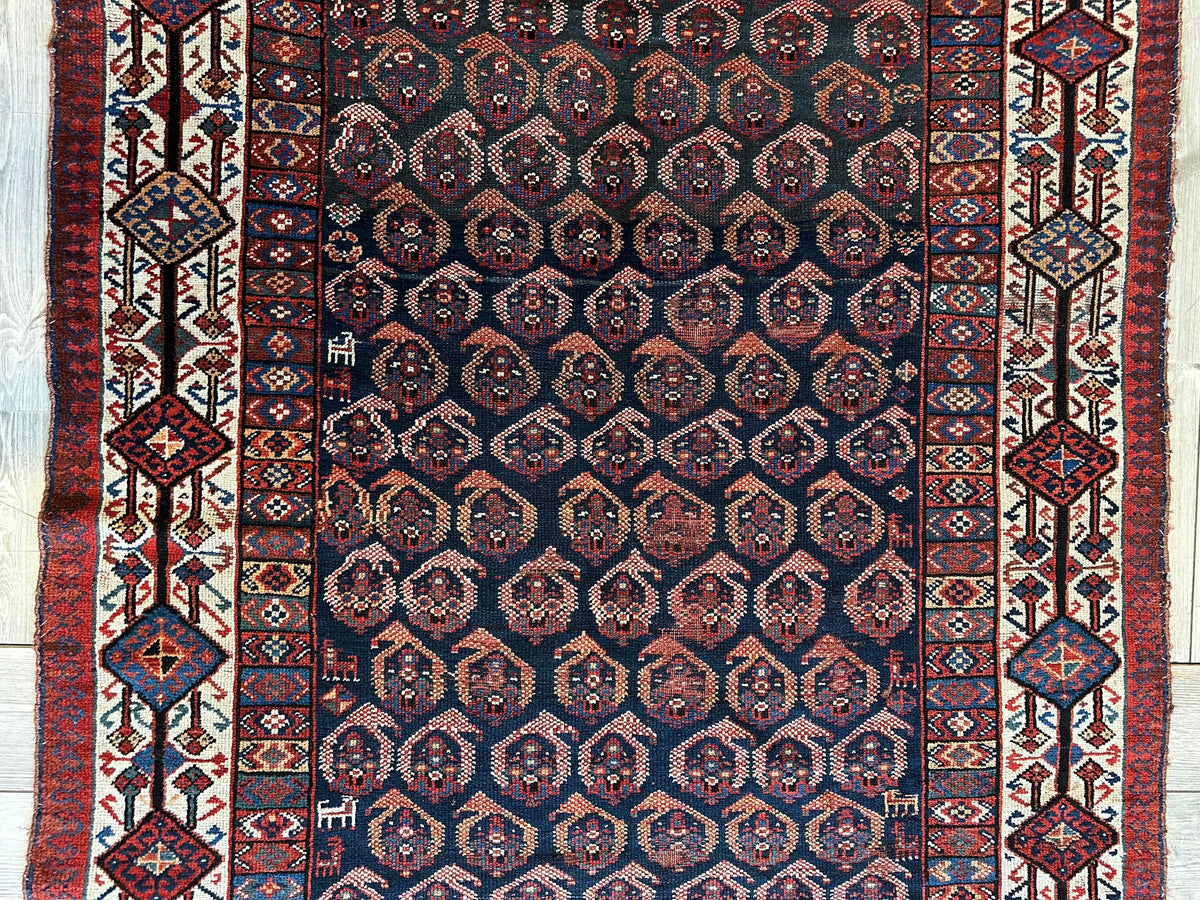 Antique Persian Afshar Rug 4'5" x 8'11", Hand-Knotted Wool, 1880s, view 3