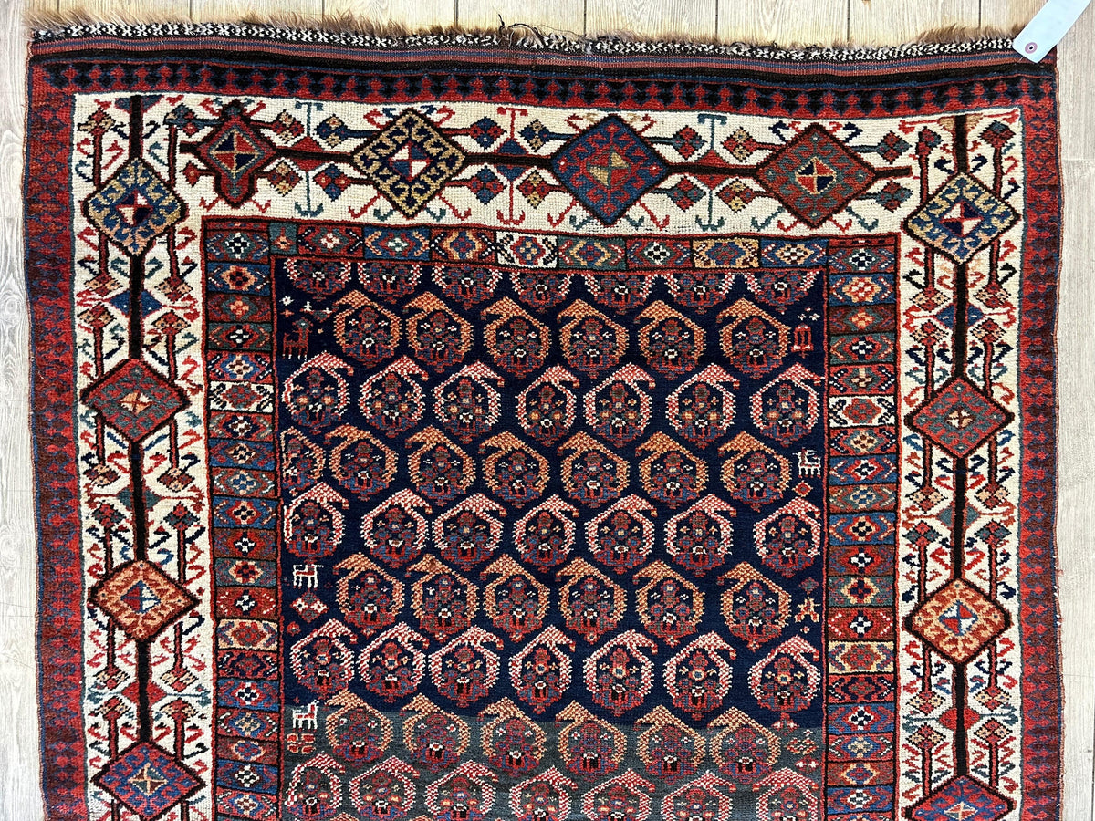 Antique Persian Afshar Rug 4'5" x 8'11", Hand-Knotted Wool, 1880s, view 5