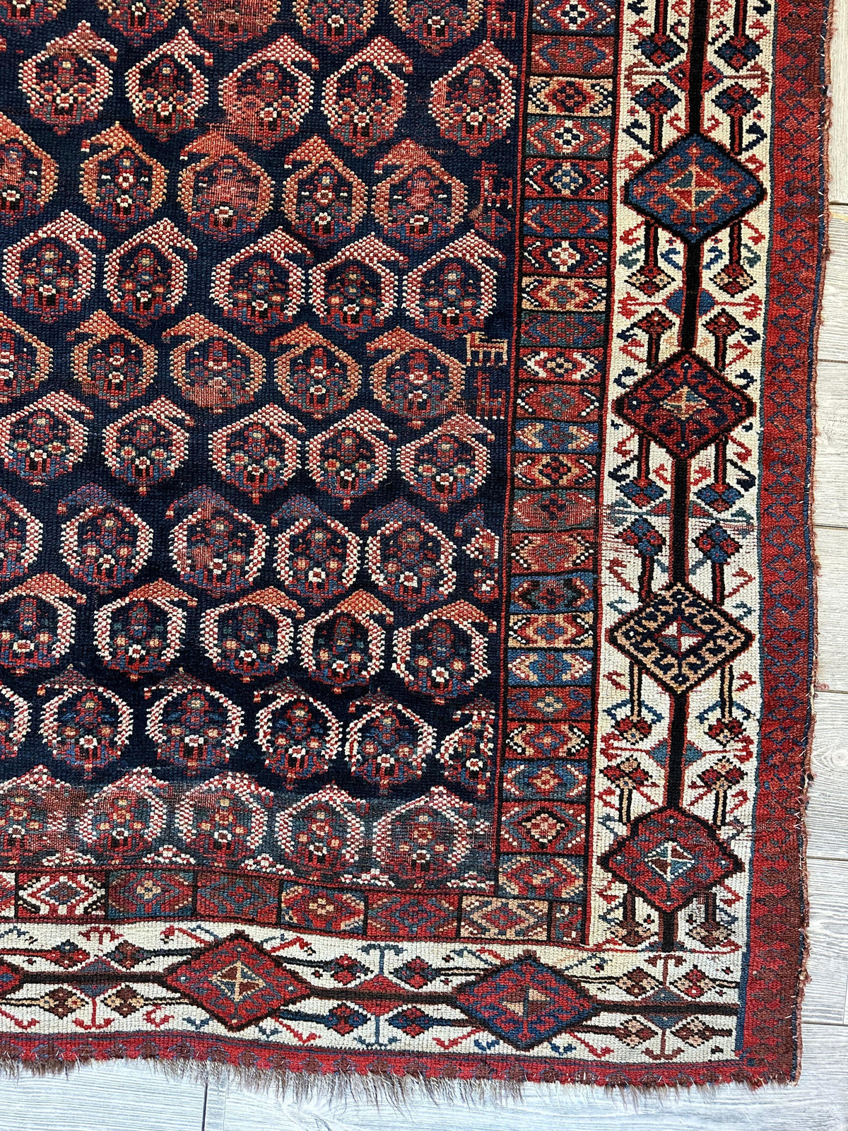 Antique Persian Afshar Rug 4'5" x 8'11", Hand-Knotted Wool, 1880s, view 8