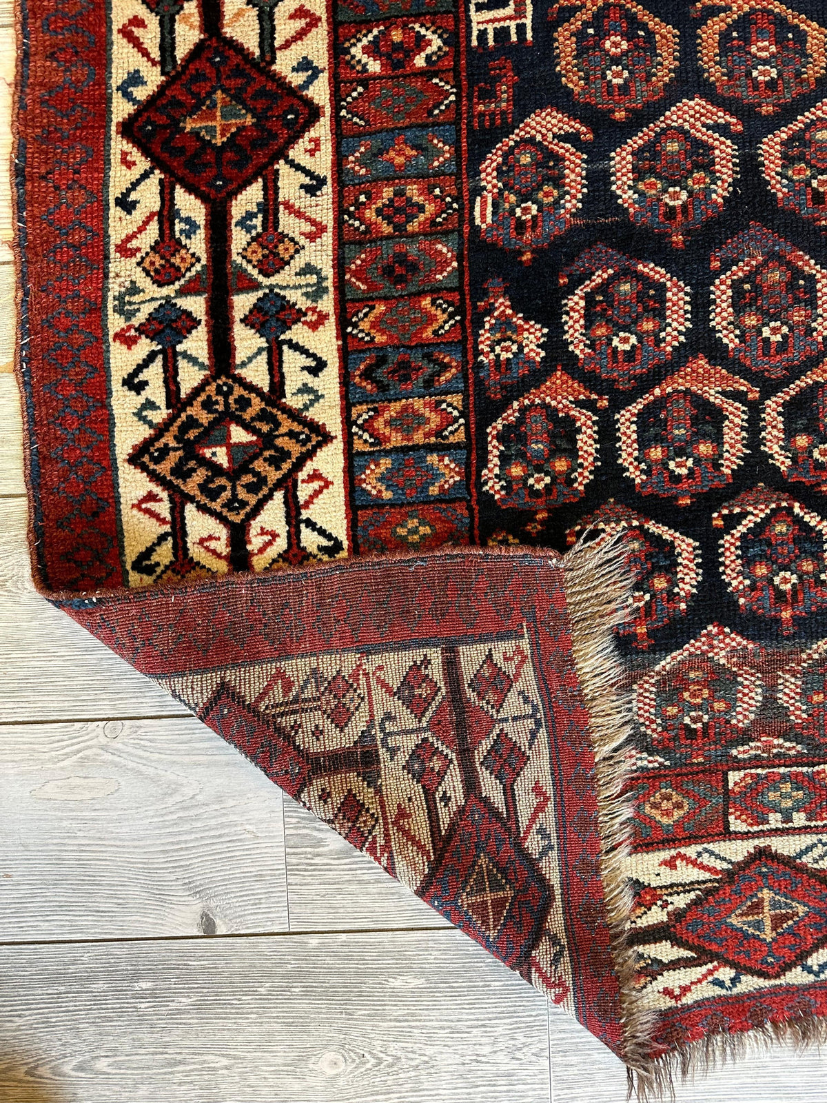 Antique Persian Afshar Rug 4'5" x 8'11", Hand-Knotted Wool, 1880s, view 9