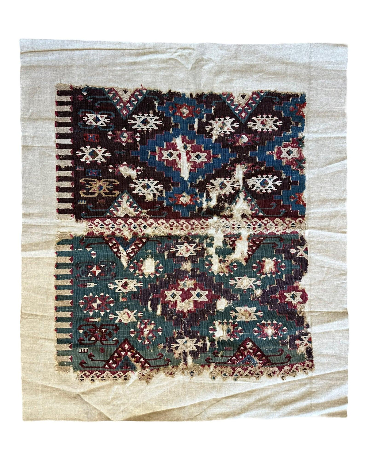 Antique Anatolian Rug Fragment, 19th Century Hand-Woven Wool