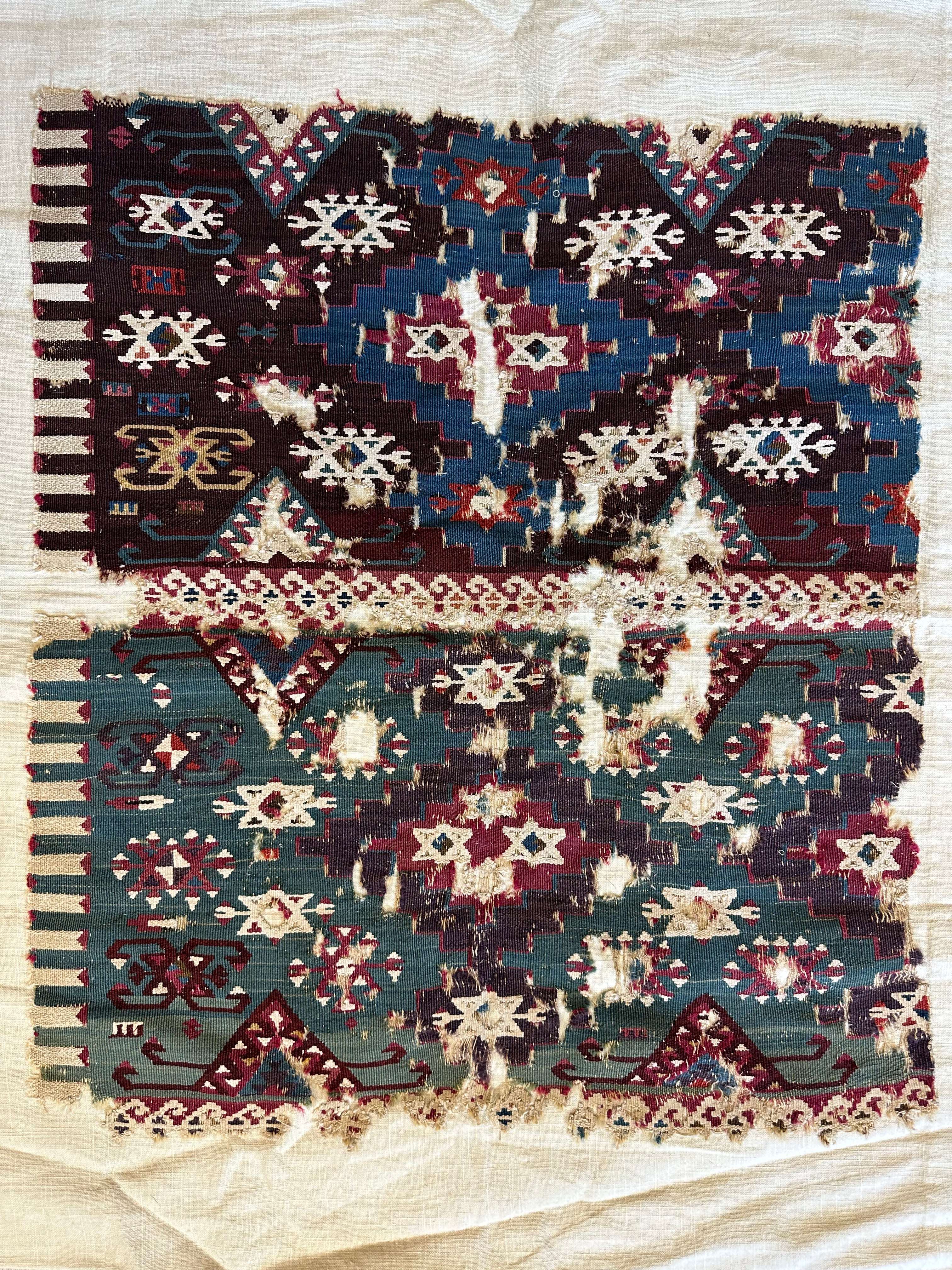 Antique Anatolian Rug Fragment, 19th Century Hand-Woven Wool, view 3