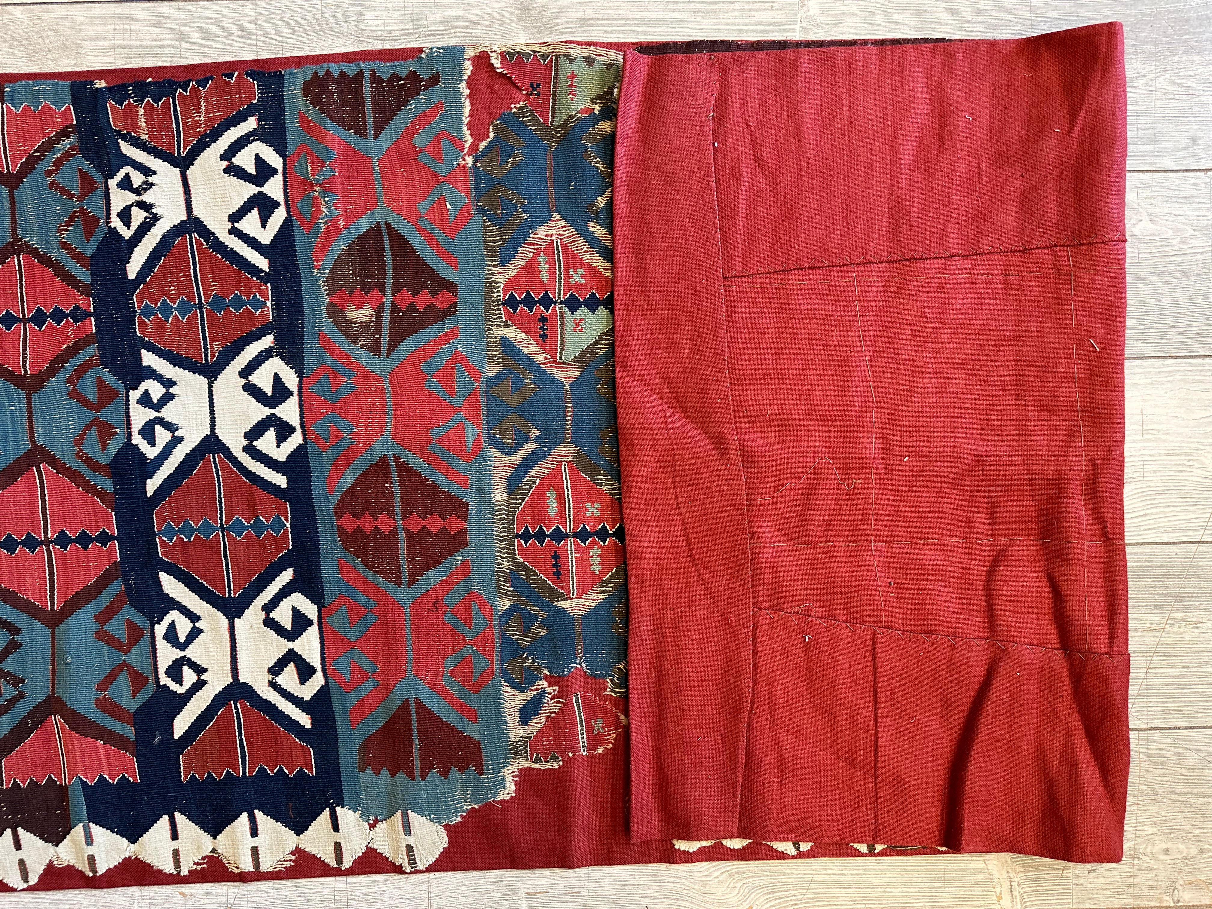 Antique Anatolian Kilim Fragment 2'4" x 10'8", 19th-Century Wool, view 8