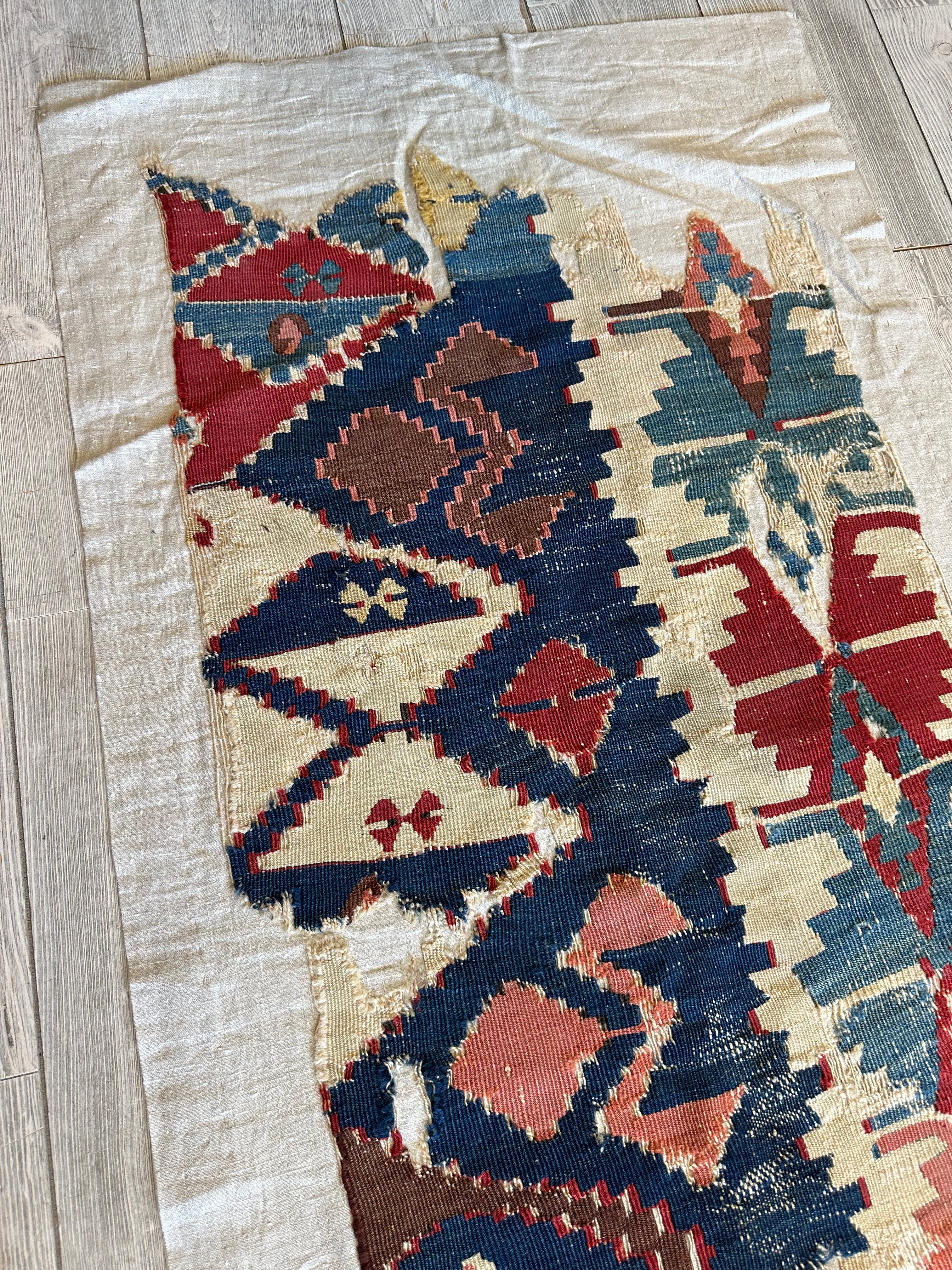 Antique Anatolian Kilim Fragment 2'5" x 8'9", Hand-Woven Wool, Red, view 3