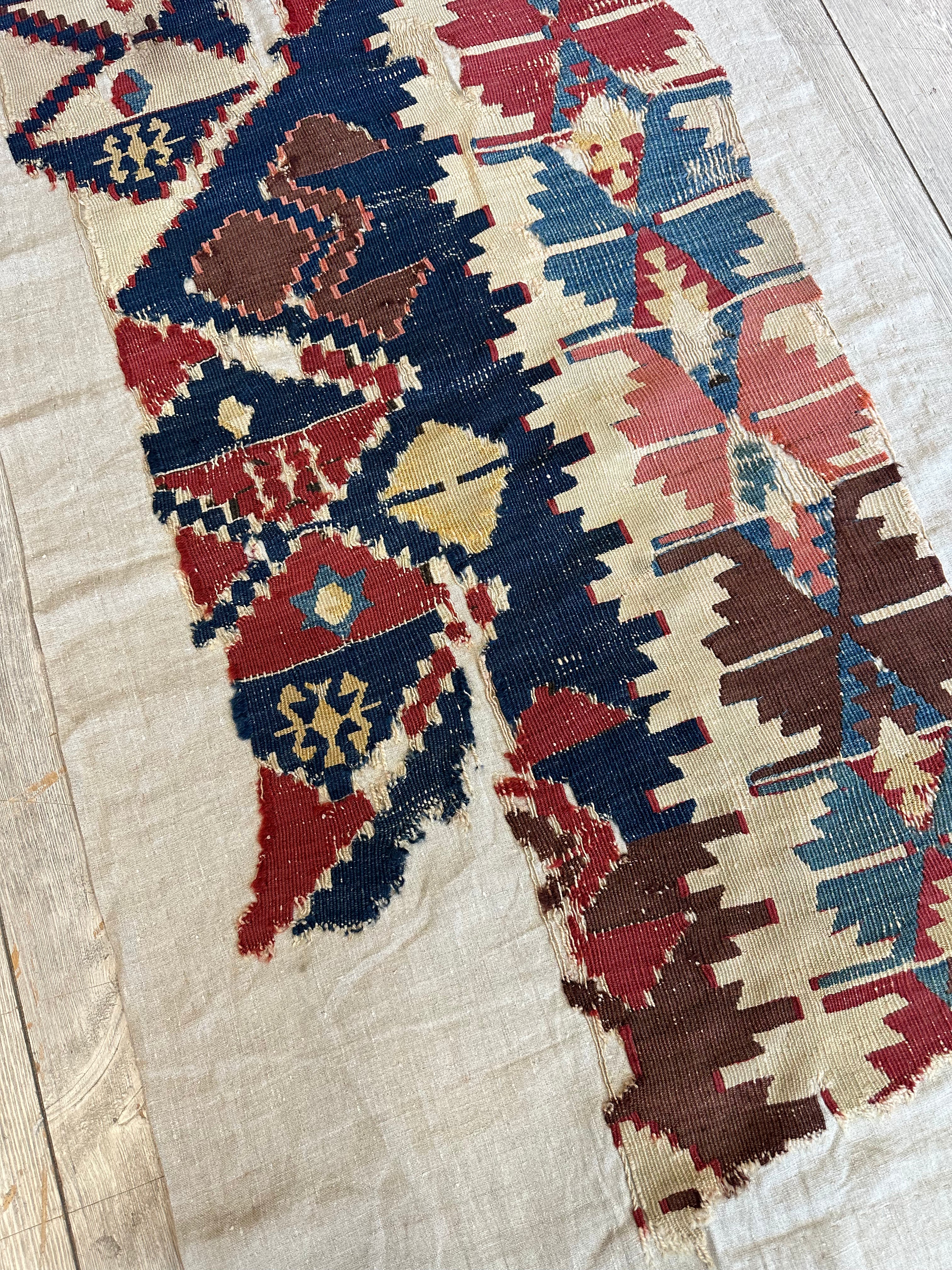 Antique Anatolian Kilim Fragment 2'5" x 8'9", Hand-Woven Wool, Red, view 5