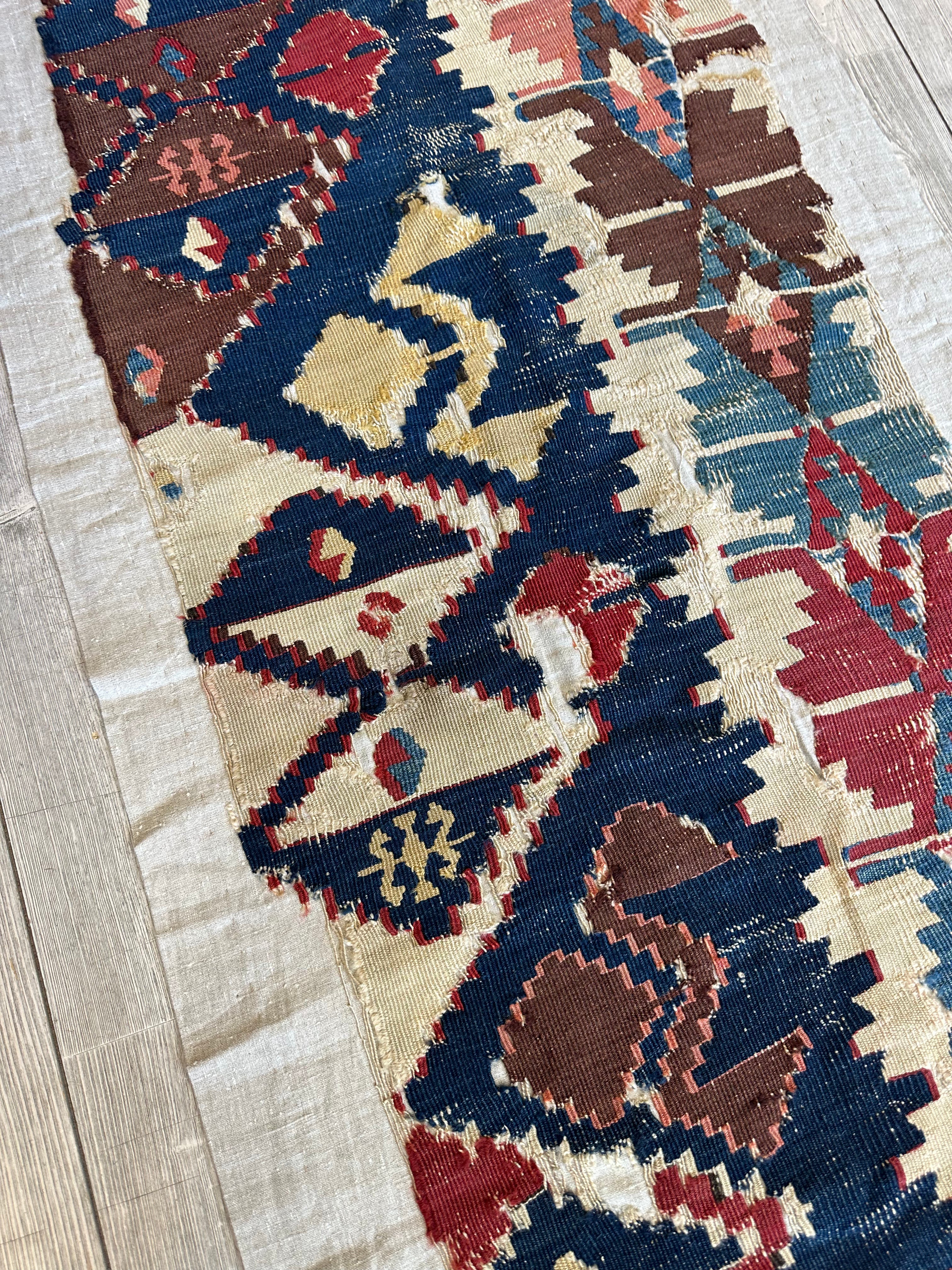 Antique Anatolian Kilim Fragment 2'5" x 8'9", Hand-Woven Wool, Red, view 6