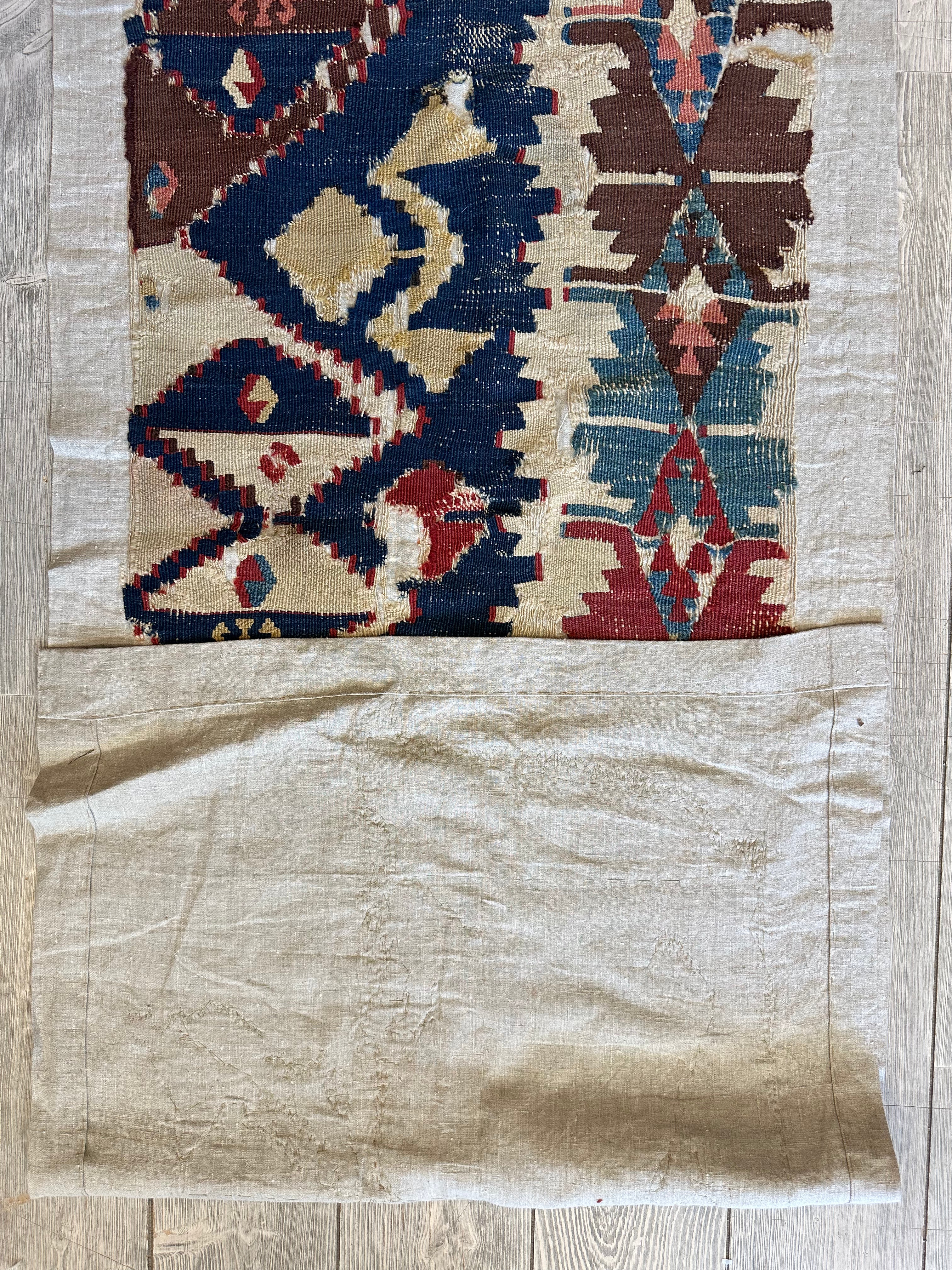 Antique Anatolian Kilim Fragment 2'5" x 8'9", Hand-Woven Wool, Red, view 7
