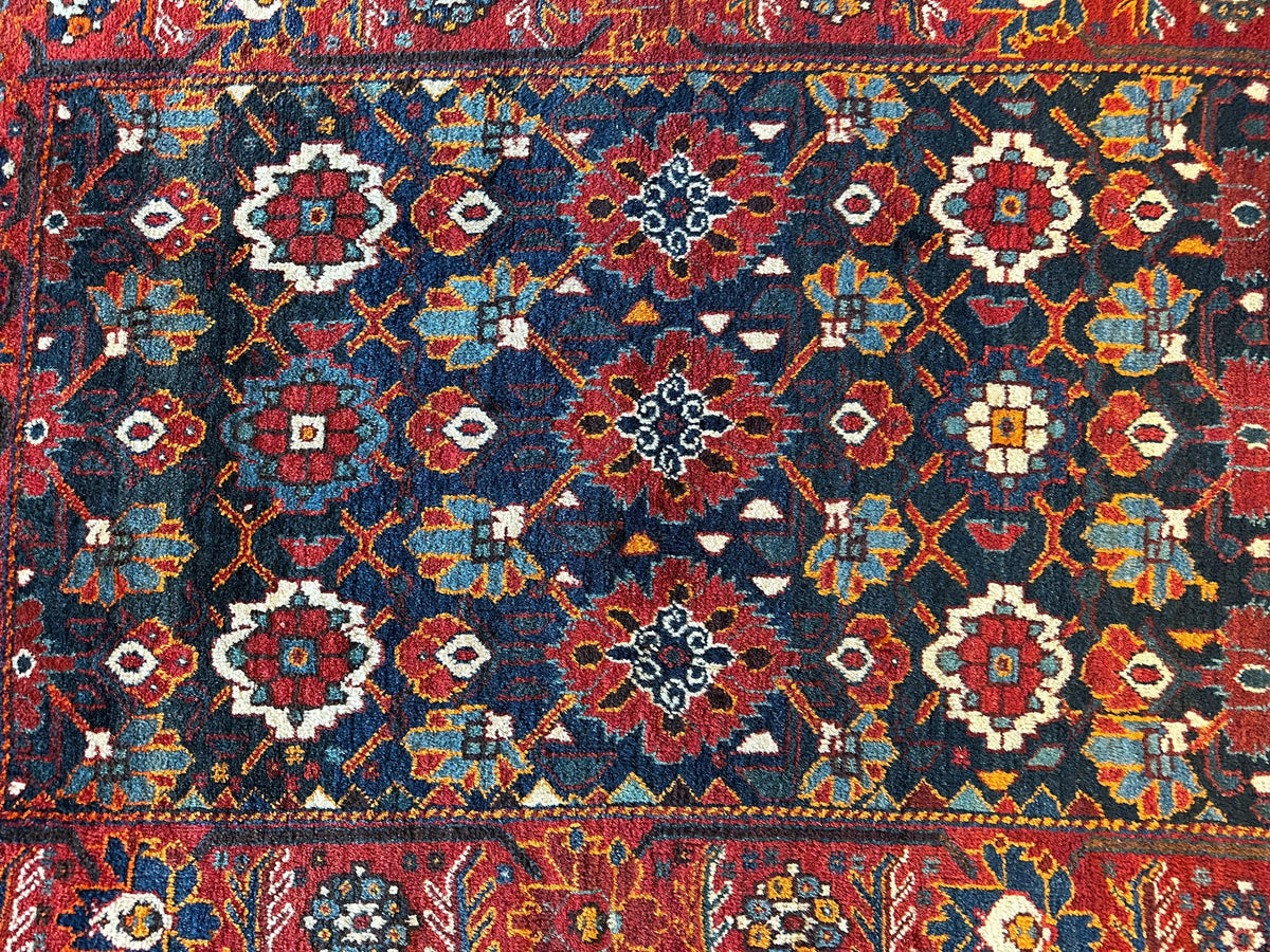 Antique Persian Khamseh Rug 3'10" x 5'5", Hand-Knotted Wool, 1920s, view 2