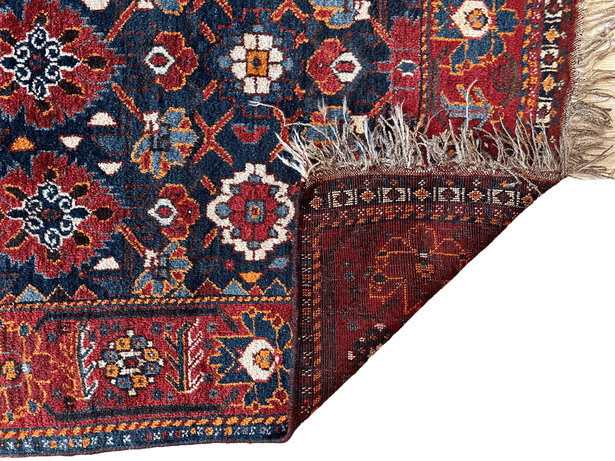 Antique Persian Khamseh Rug 3'10" x 5'5", Hand-Knotted Wool, 1920s, view 6