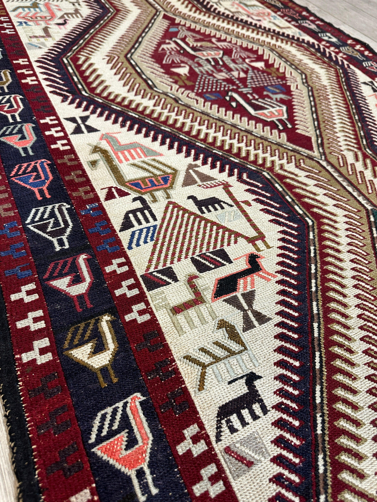 Vintage Shahsavan Soumak Runner 3'2" x 8'11", Hand-Woven Wool, 1950s, view 3