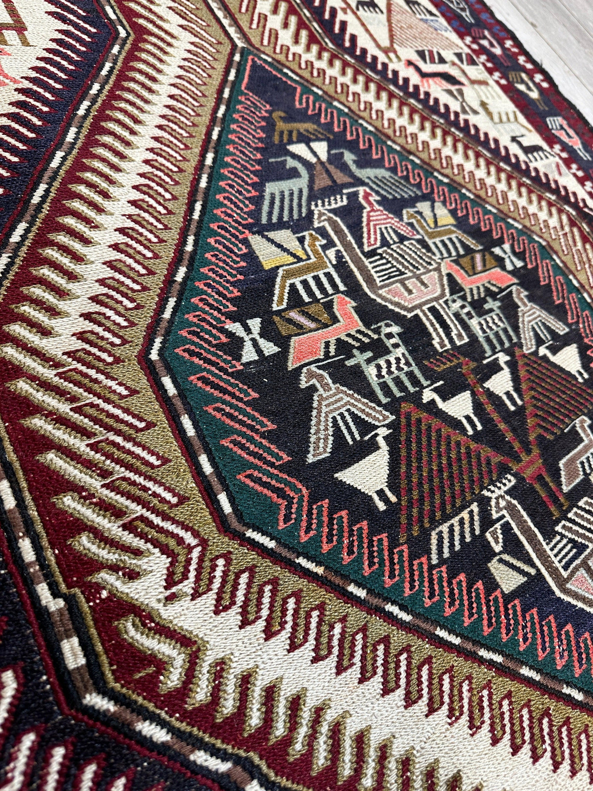 Vintage Shahsavan Soumak Runner 3'2" x 8'11", Hand-Woven Wool, 1950s, view 4