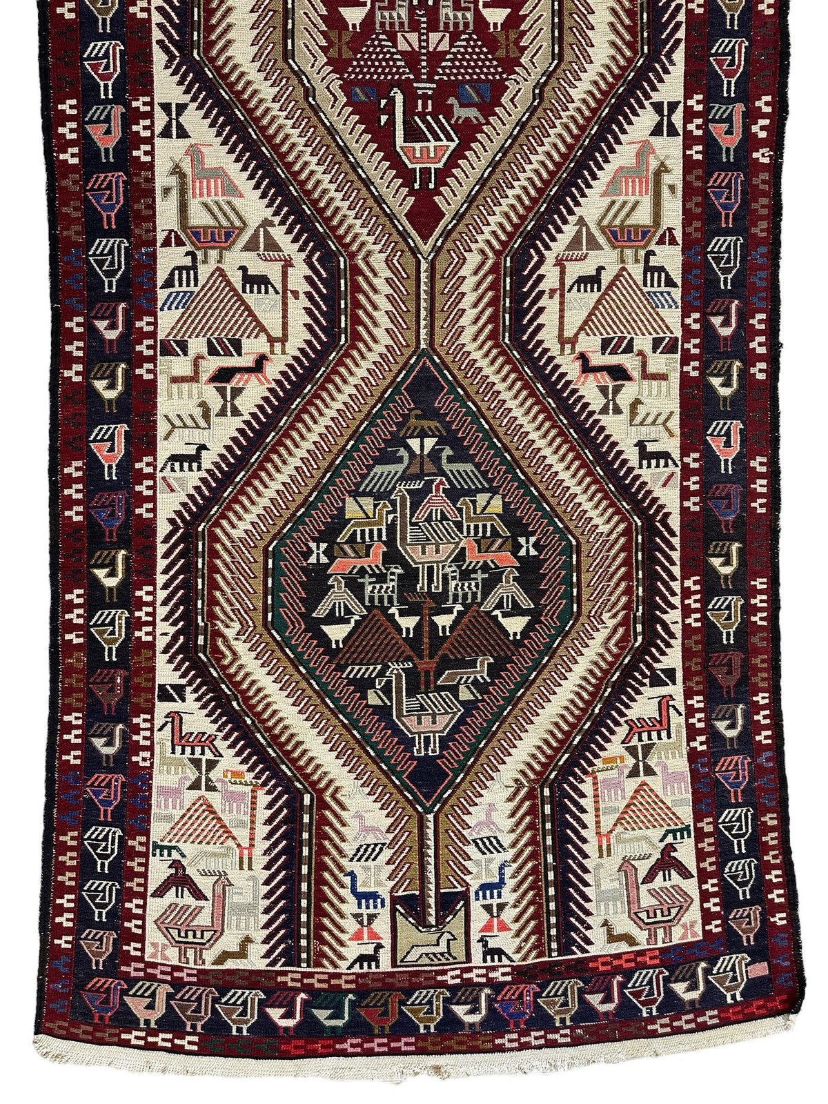 Vintage Shahsavan Soumak Runner 3'2" x 8'11", Hand-Woven Wool, 1950s, view 5