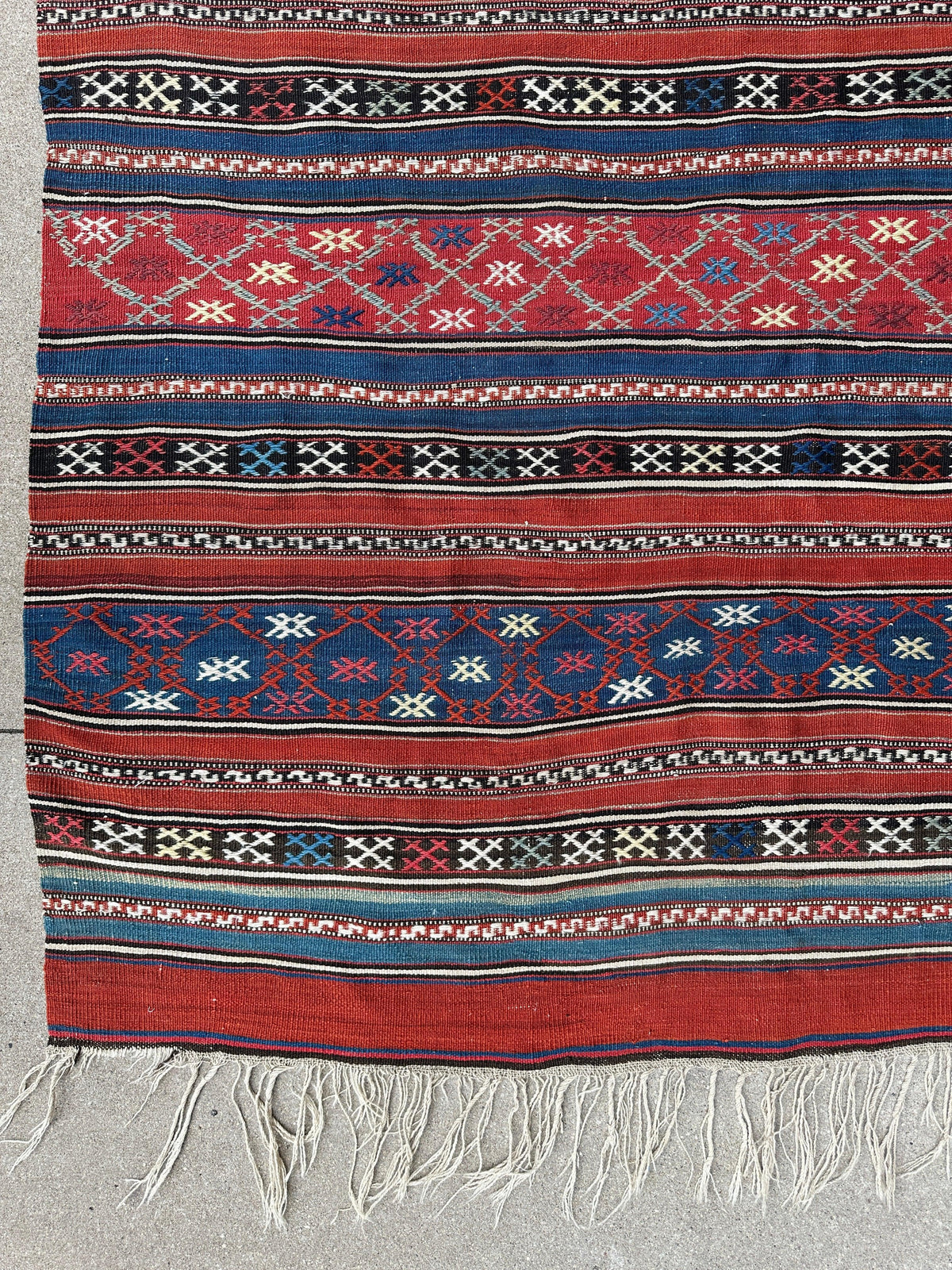 Antique Shahsavan Soumak Rug 4'9" x 7'4", Hand-Woven Wool, c. 1900, view 10