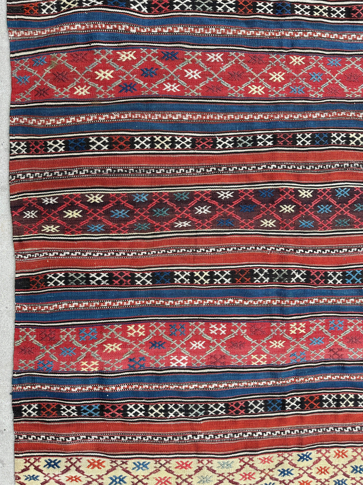 Antique Shahsavan Soumak Rug 4'9" x 7'4", Hand-Woven Wool, c. 1900, view 5