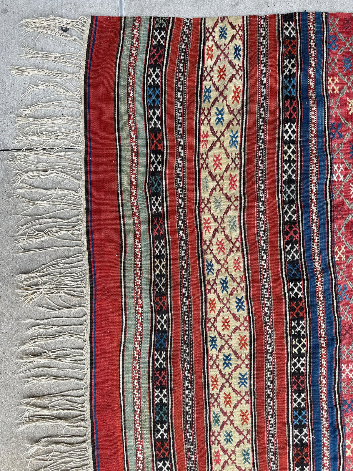 Antique Shahsavan Soumak Rug 4'9" x 7'4", Hand-Woven Wool, c. 1900, view 6