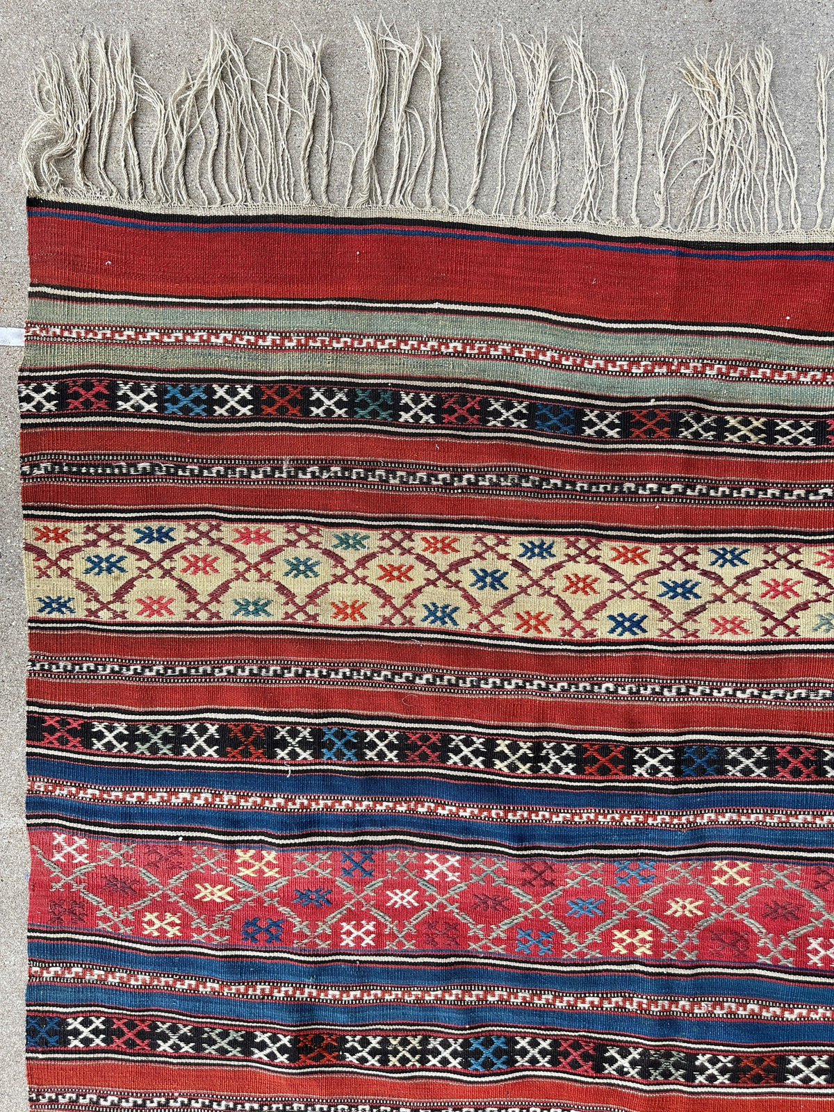 Antique Shahsavan Soumak Rug 4'9" x 7'4", Hand-Woven Wool, c. 1900, view 9