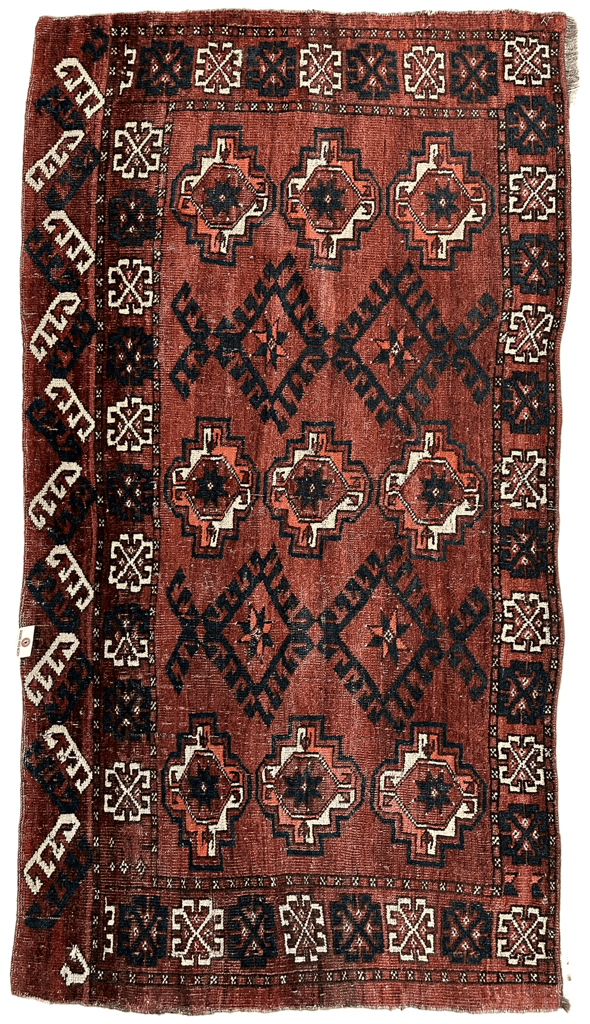 Antique Kizil Ayak Chuval 2'10" x 5', Hand-Knotted Wool, Cream & Red, view 3