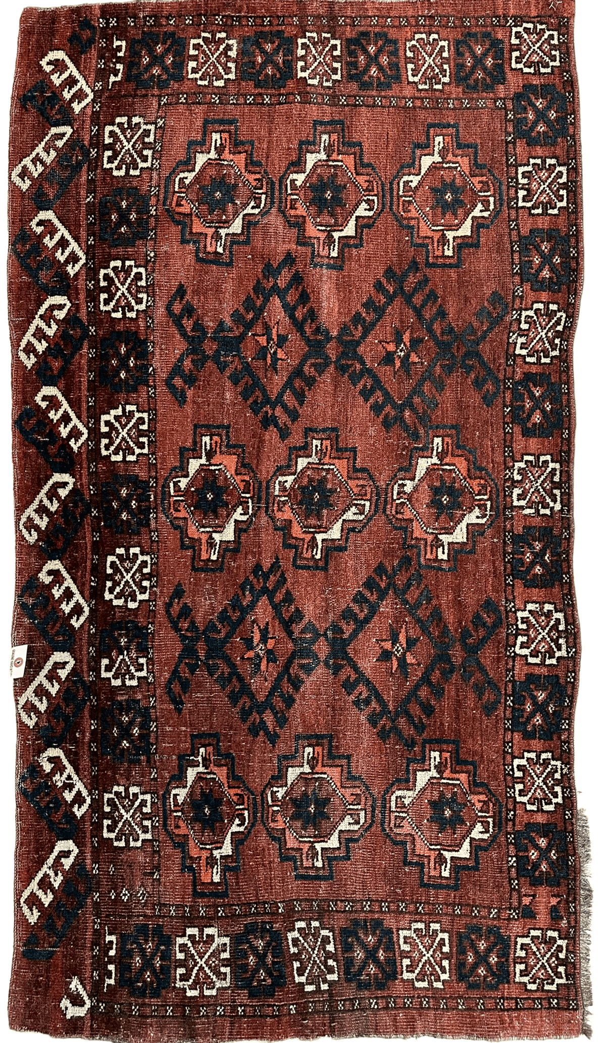 Antique Kizil Ayak Chuval 2'10" x 5', Hand-Knotted Wool, Cream & Red, view 4
