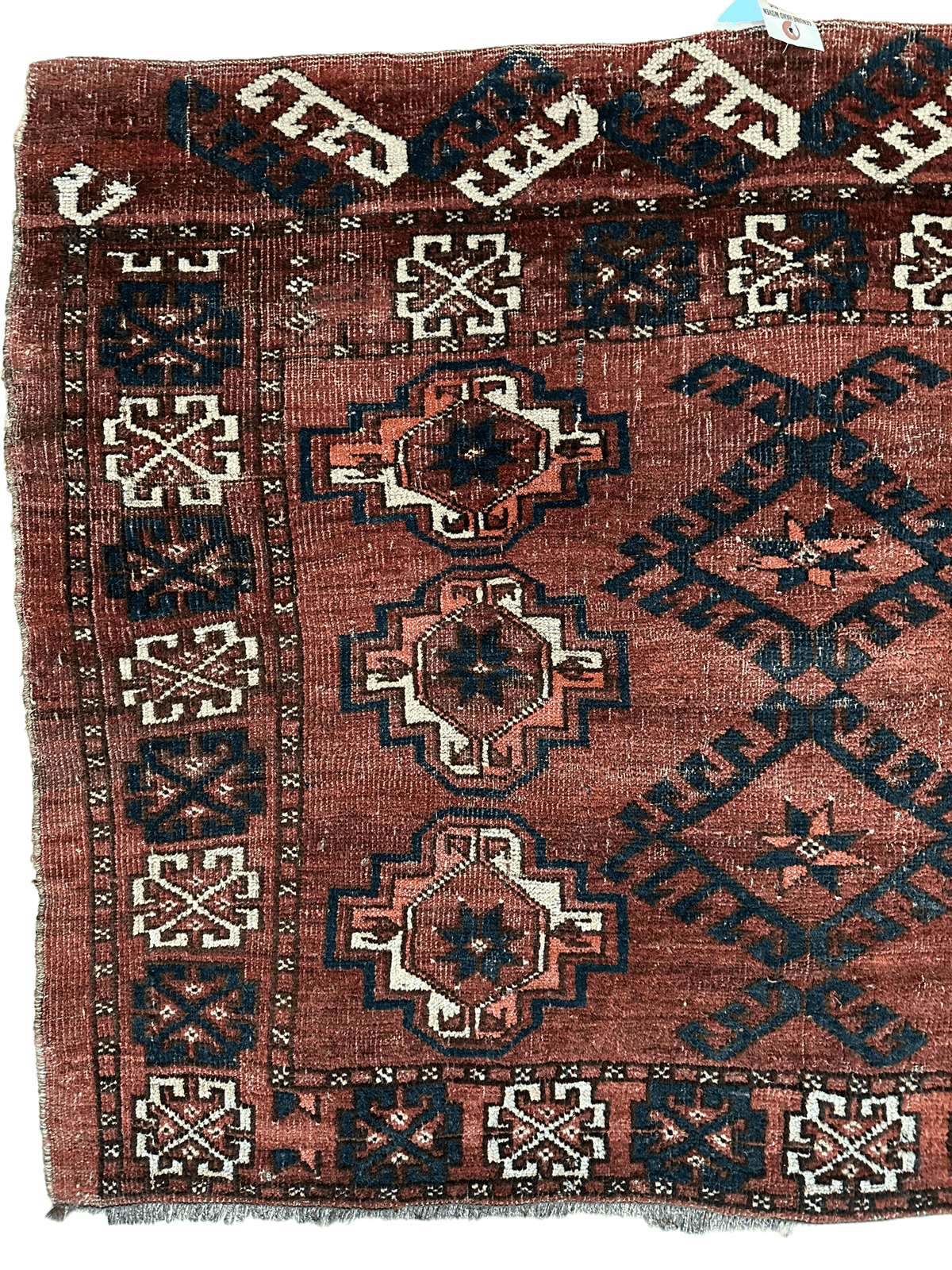 Antique Kizil Ayak Chuval 2'10" x 5', Hand-Knotted Wool, Cream & Red, view 6