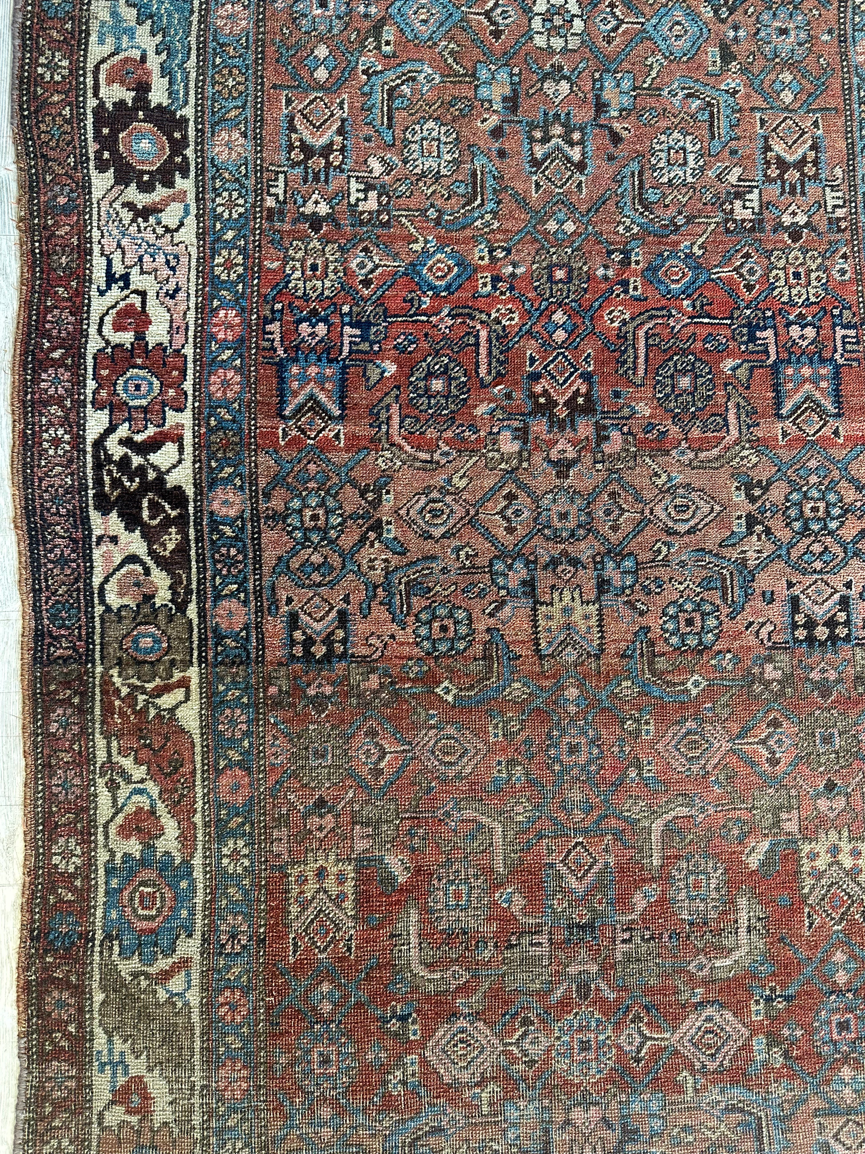 Antique Persian Hamadan Rug 3'10" x 7'4", Hand-Knotted Wool, c. 1900, view 11