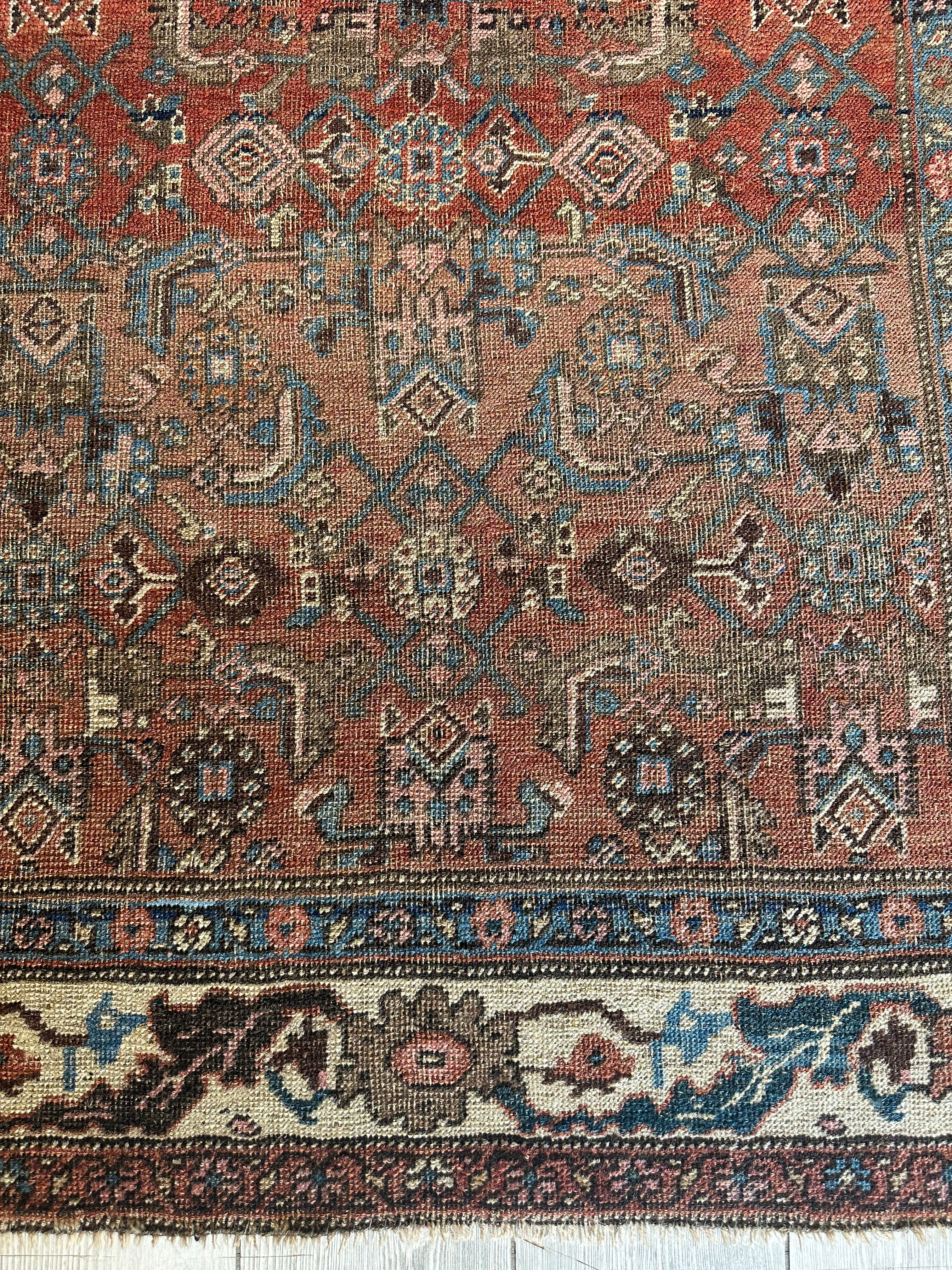 Antique Persian Hamadan Rug 3'10" x 7'4", Hand-Knotted Wool, c. 1900, view 12