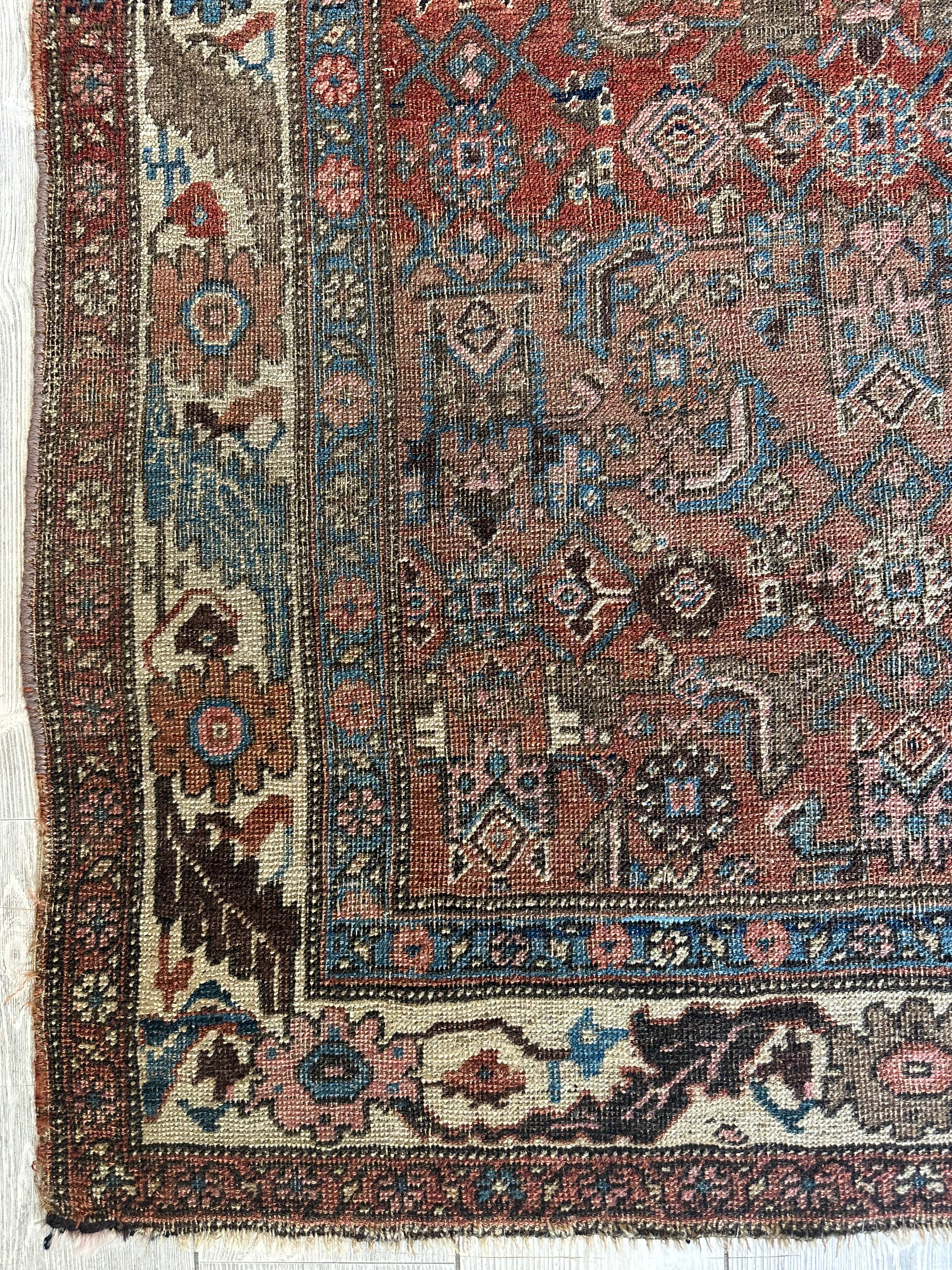 Antique Persian Hamadan Rug 3'10" x 7'4", Hand-Knotted Wool, c. 1900, view 5