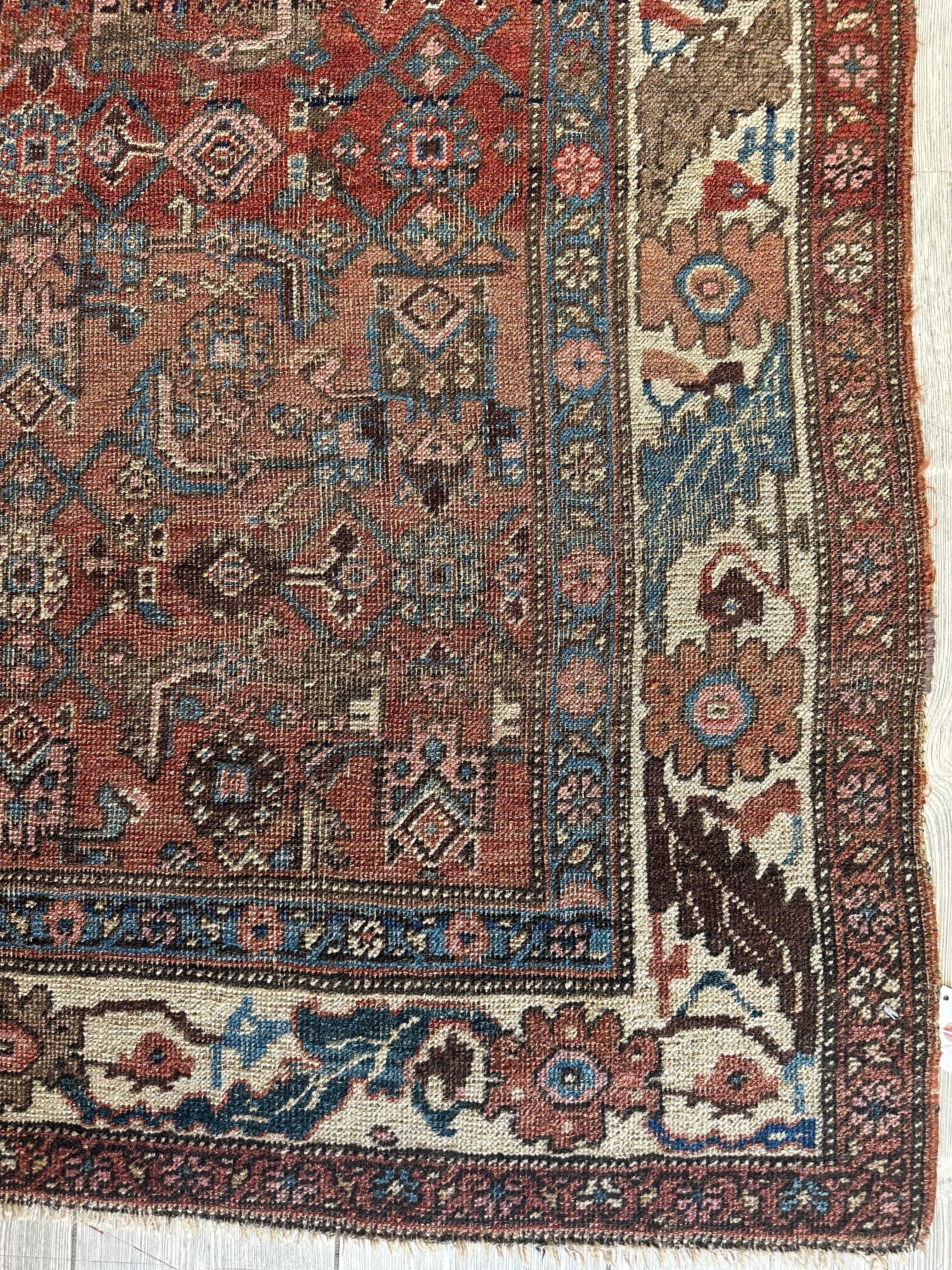 Antique Persian Hamadan Rug 3'10" x 7'4", Hand-Knotted Wool, c. 1900, view 9