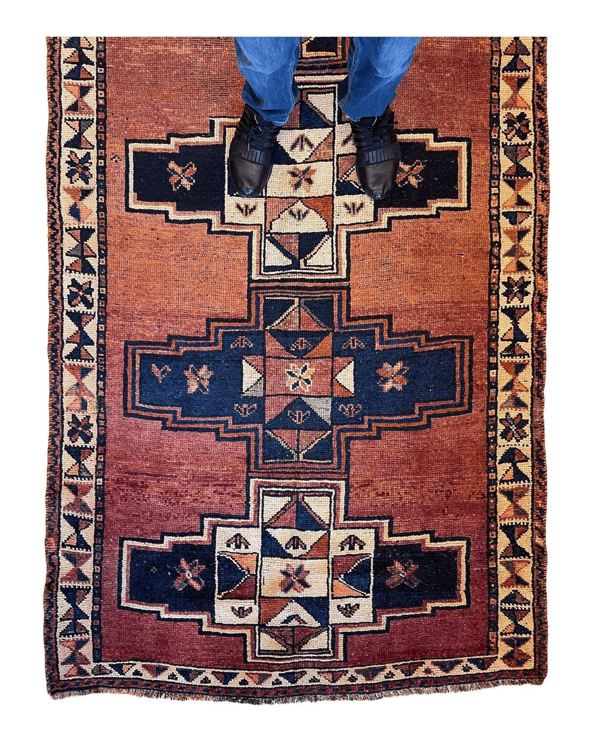 Antique Persian Luri Runner 4'4" x 12'9", Hand-Knotted Wool, Blue, view 7
