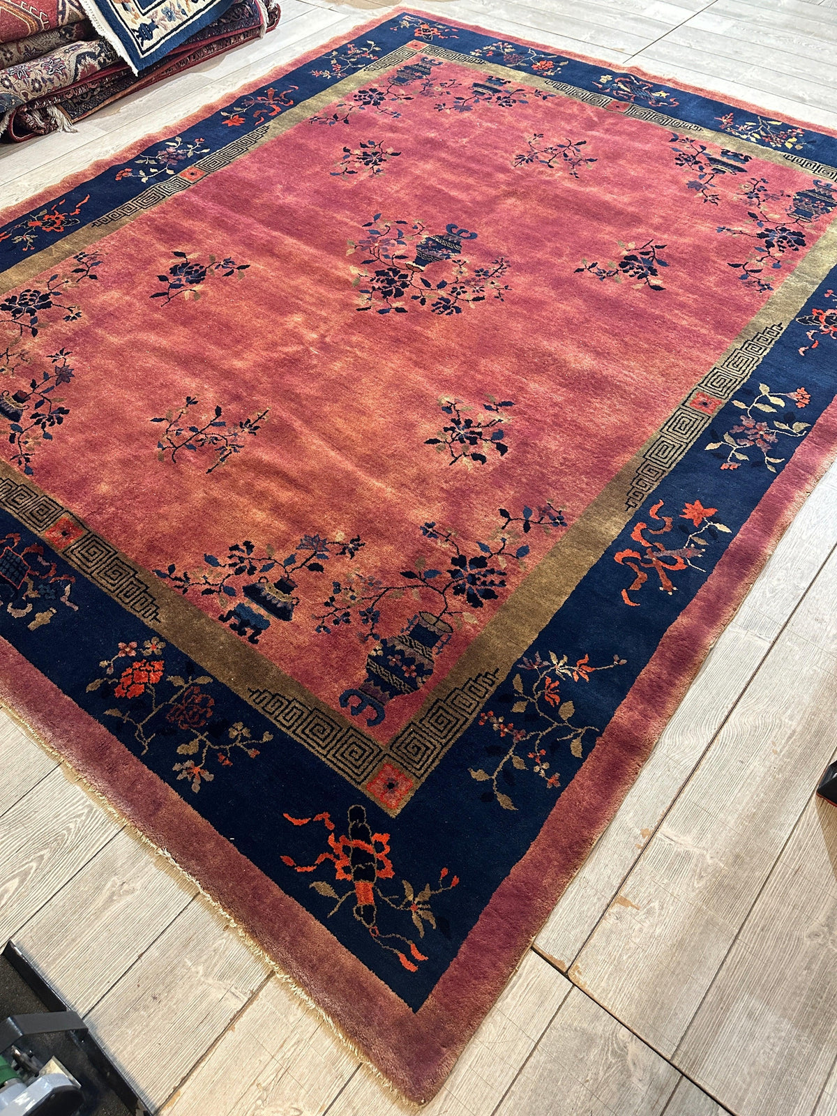 Antique Chinese Rug 8'2" x 9'9", Hand-Knotted Wool, Art Deco, view 10