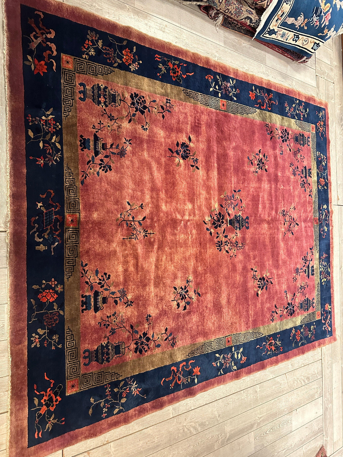 Antique Chinese Rug 8'2" x 9'9", Hand-Knotted Wool, Art Deco, view 12