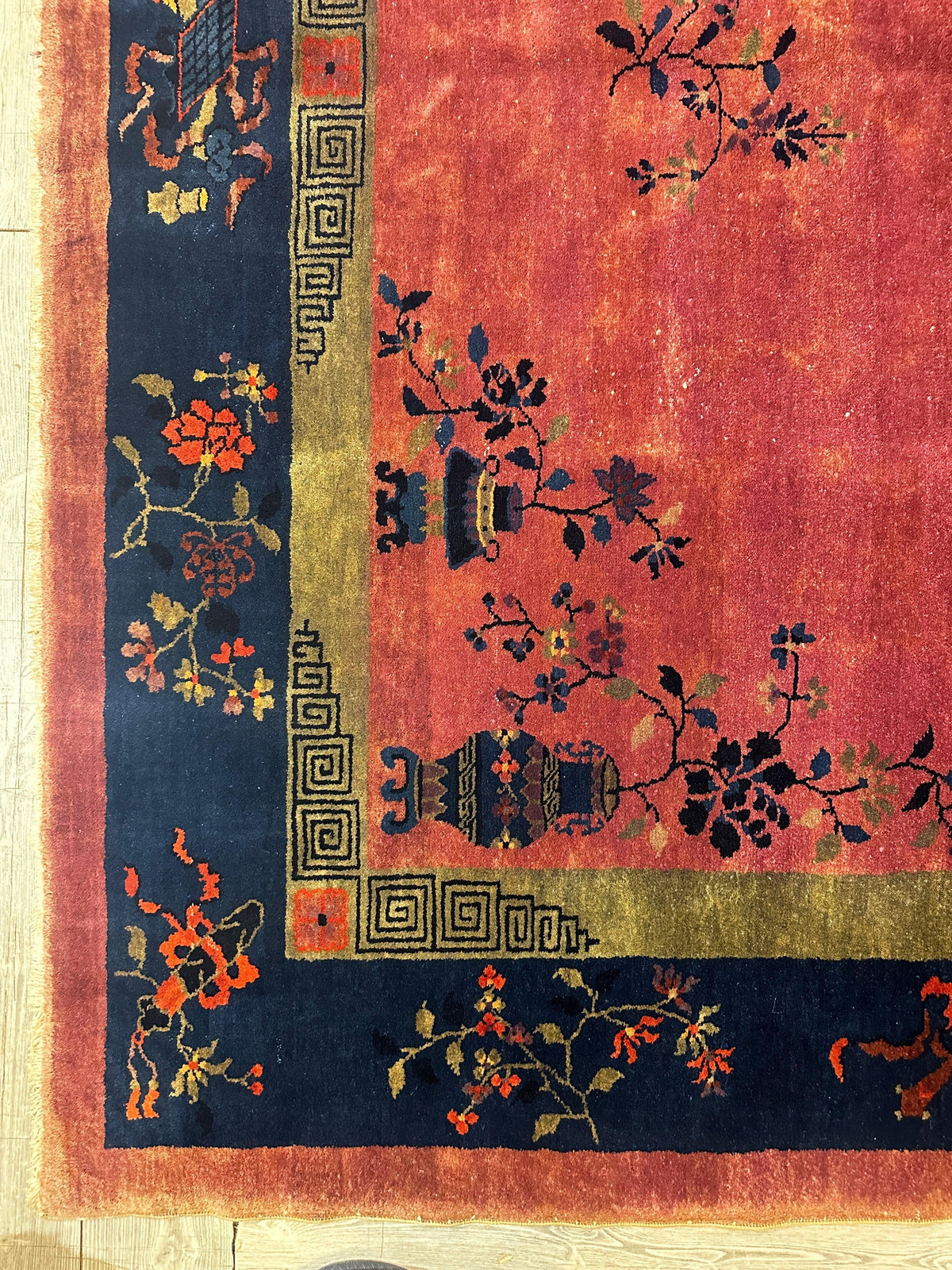Antique Chinese Rug 8'2" x 9'9", Hand-Knotted Wool, Art Deco, view 14