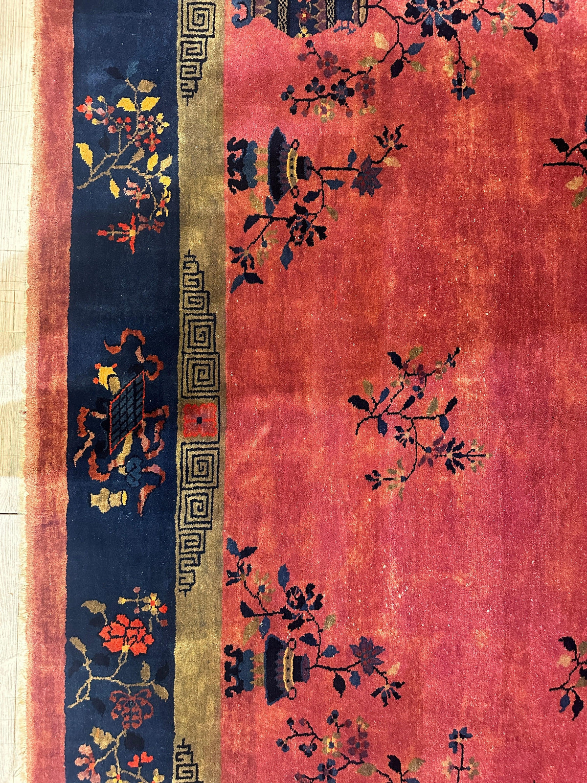 Antique Chinese Rug 8'2" x 9'9", Hand-Knotted Wool, Art Deco, view 15