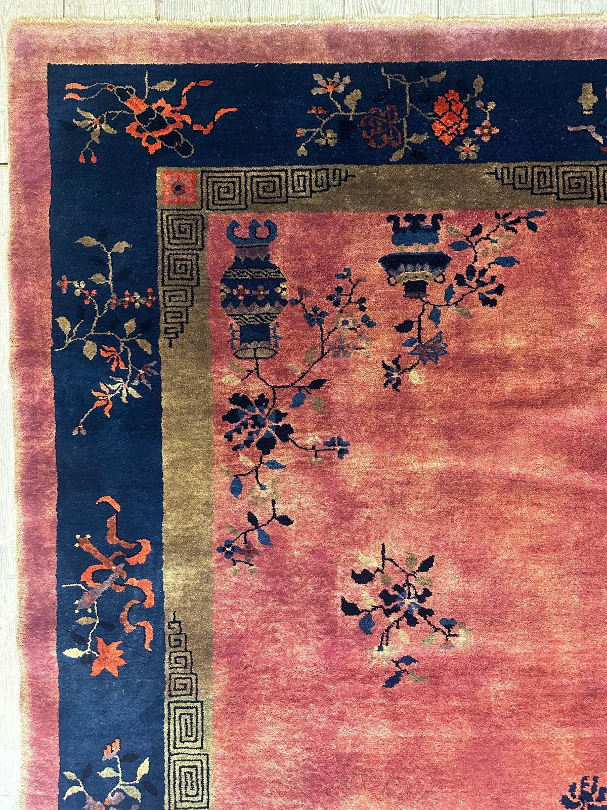 Antique Chinese Rug 8'2" x 9'9", Hand-Knotted Wool, Art Deco, view 18