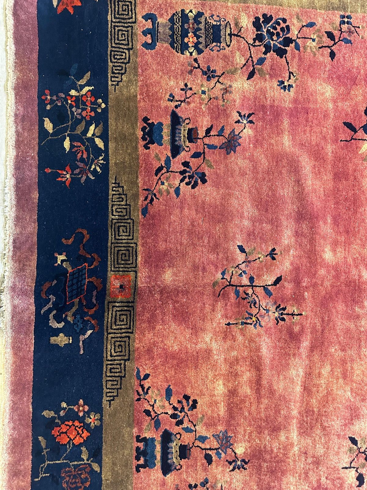 Antique Chinese Rug 8'2" x 9'9", Hand-Knotted Wool, Art Deco, view 19
