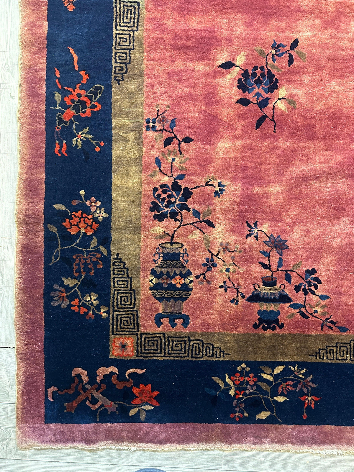 Antique Chinese Rug 8'2" x 9'9", Hand-Knotted Wool, Art Deco, view 20