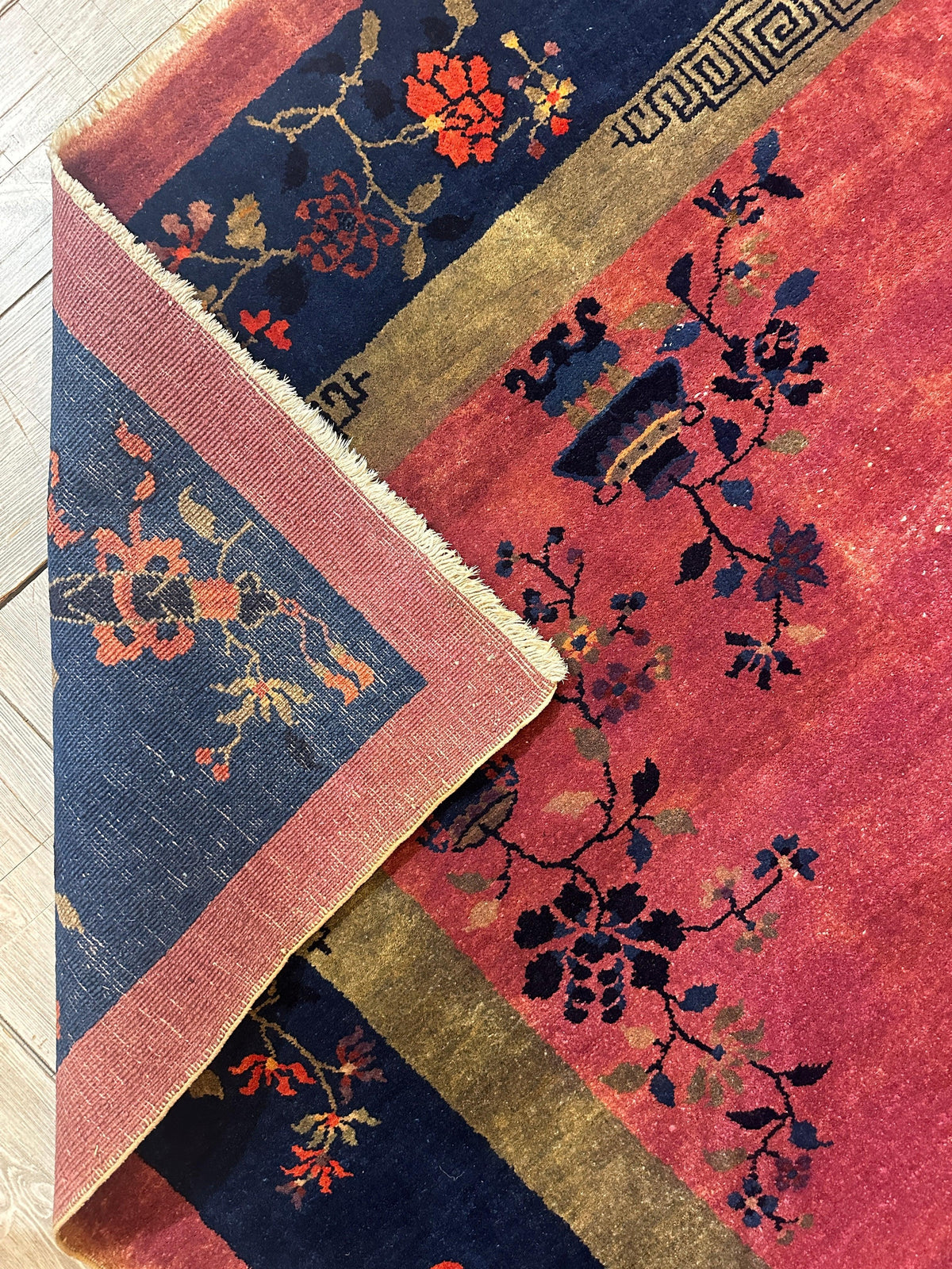 Antique Chinese Rug 8'2" x 9'9", Hand-Knotted Wool, Art Deco, view 21