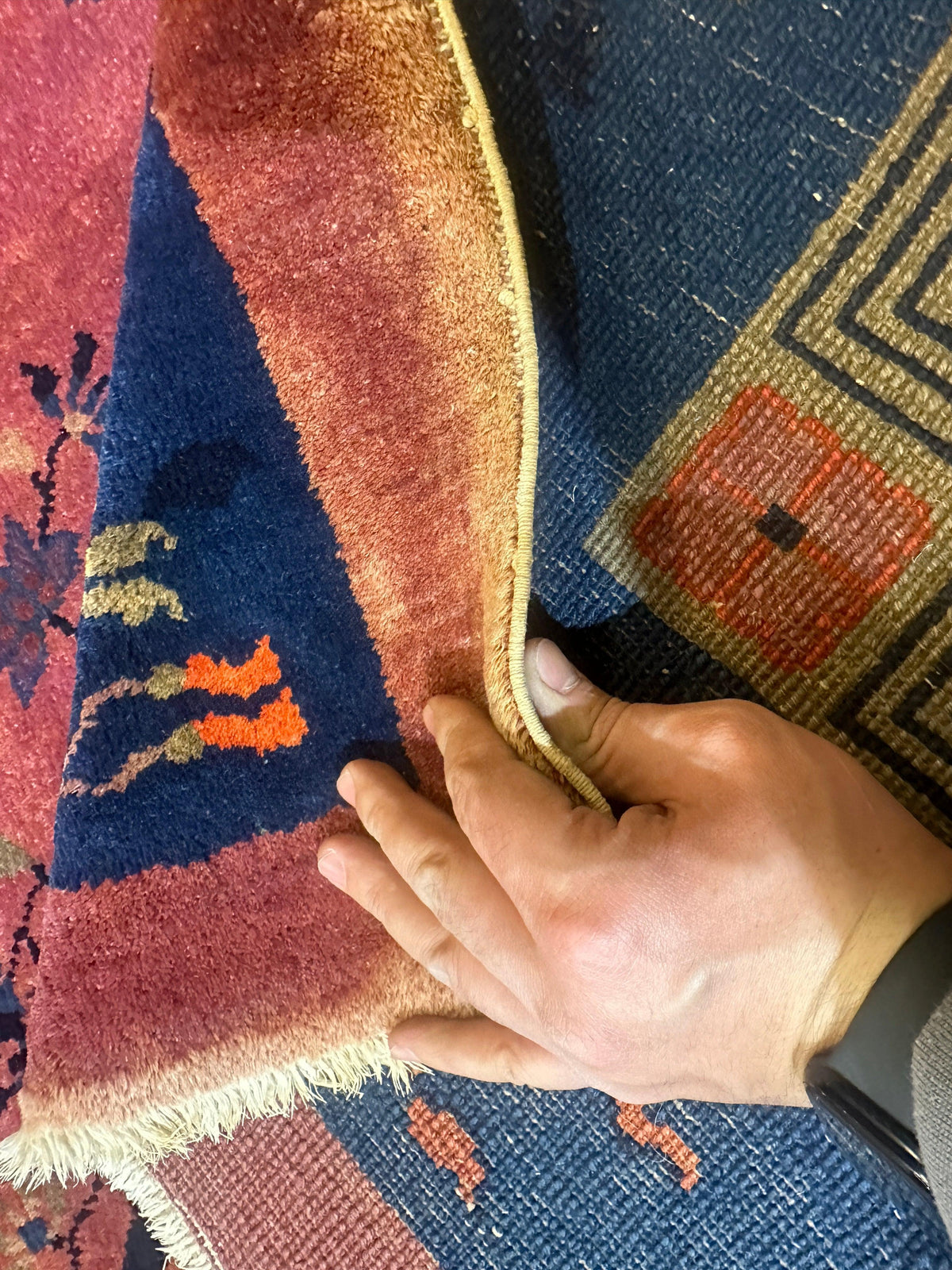 Antique Chinese Rug 8'2" x 9'9", Hand-Knotted Wool, Art Deco, view 22