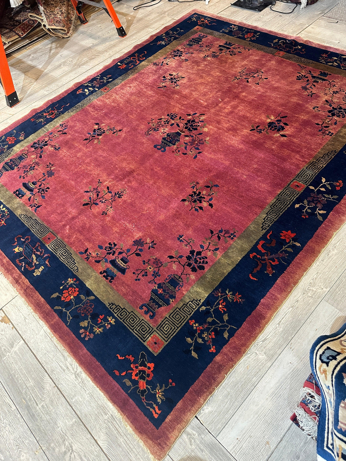 Antique Chinese Rug 8'2" x 9'9", Hand-Knotted Wool, Art Deco, view 8