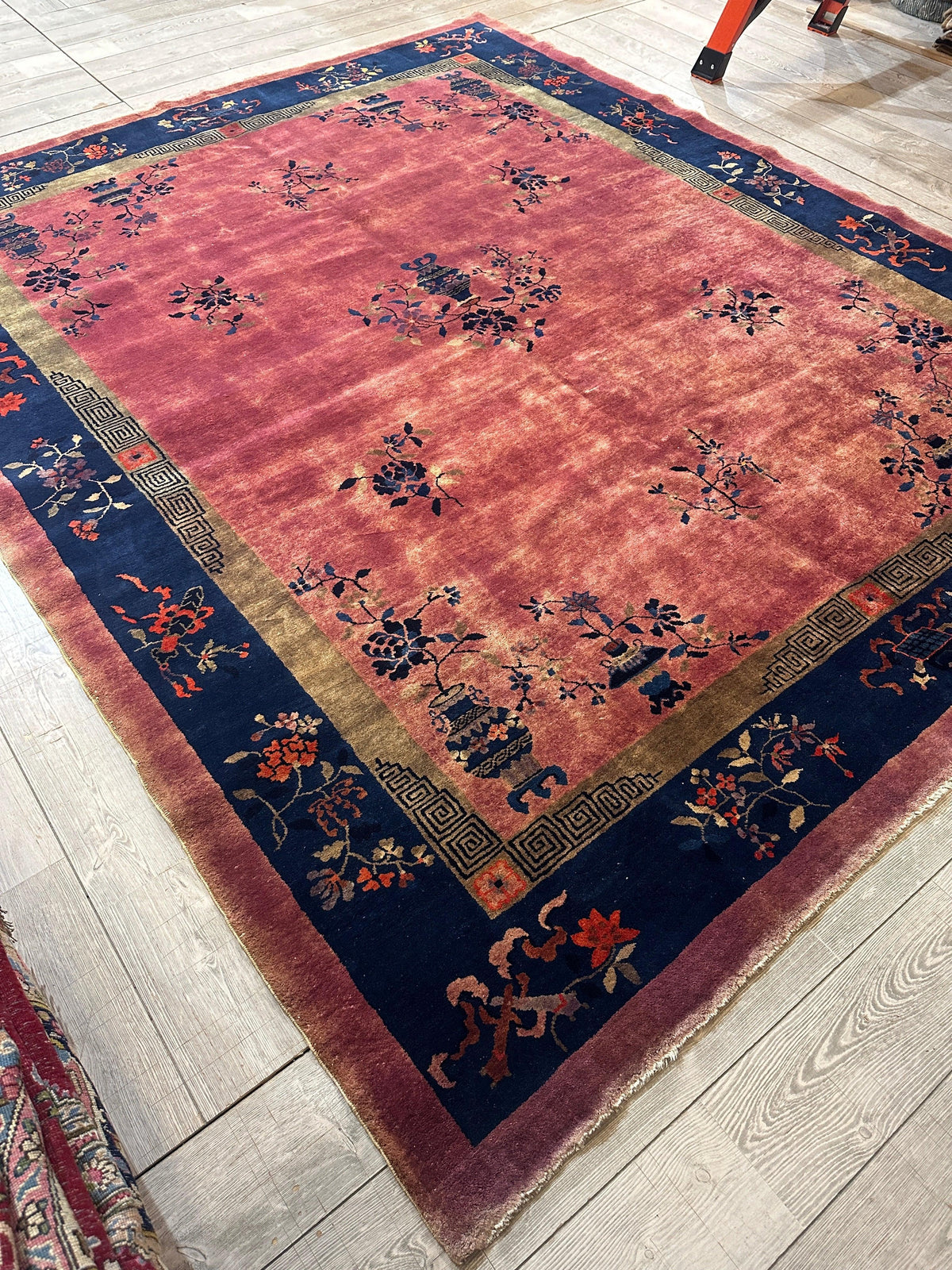 Antique Chinese Rug 8'2" x 9'9", Hand-Knotted Wool, Art Deco, view 9