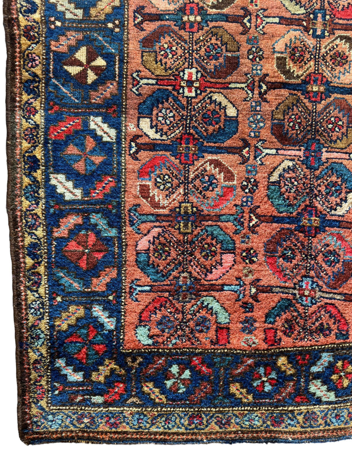 Antique Persian Hamadan Rug 3'11" x 4'4", Hand-Knotted Wool, 1920s, view 4