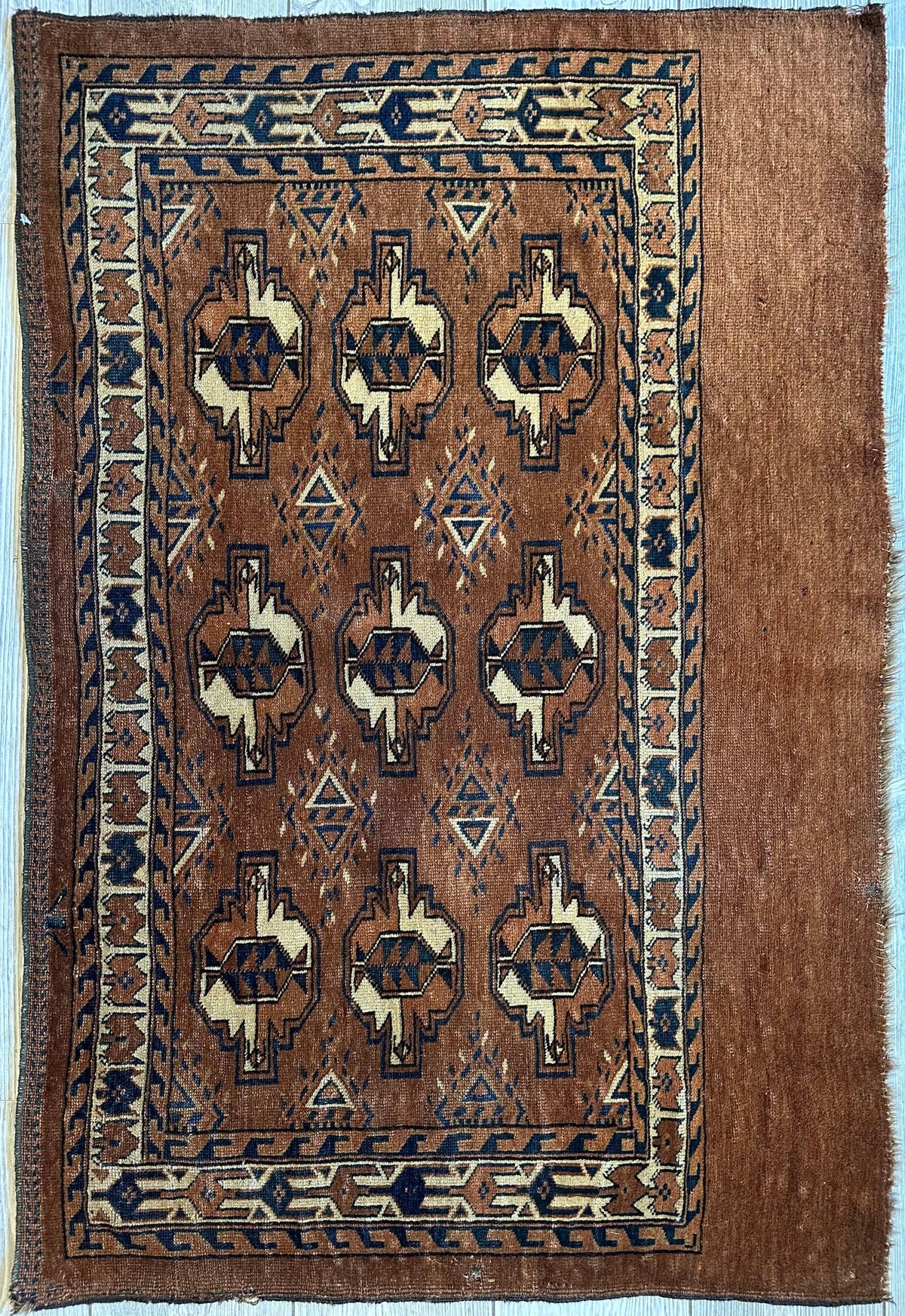 Antique Tekke Chuval 2'6" x 3'9", Hand-Knotted Wool, Cream & Red, view 3
